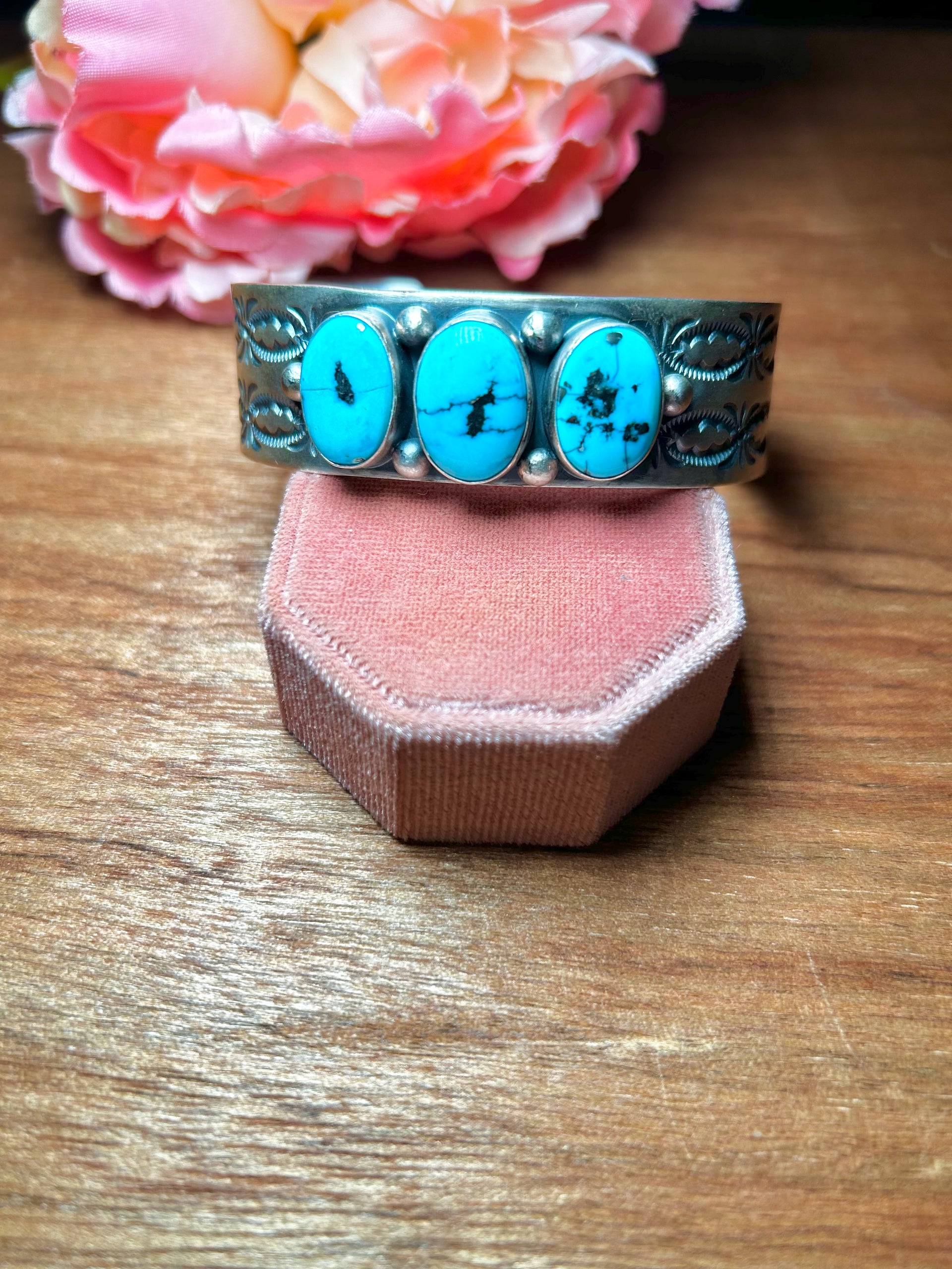 Leroy James Blue Ridge Turquoise  & Sterling Silver Cuff Bracelet