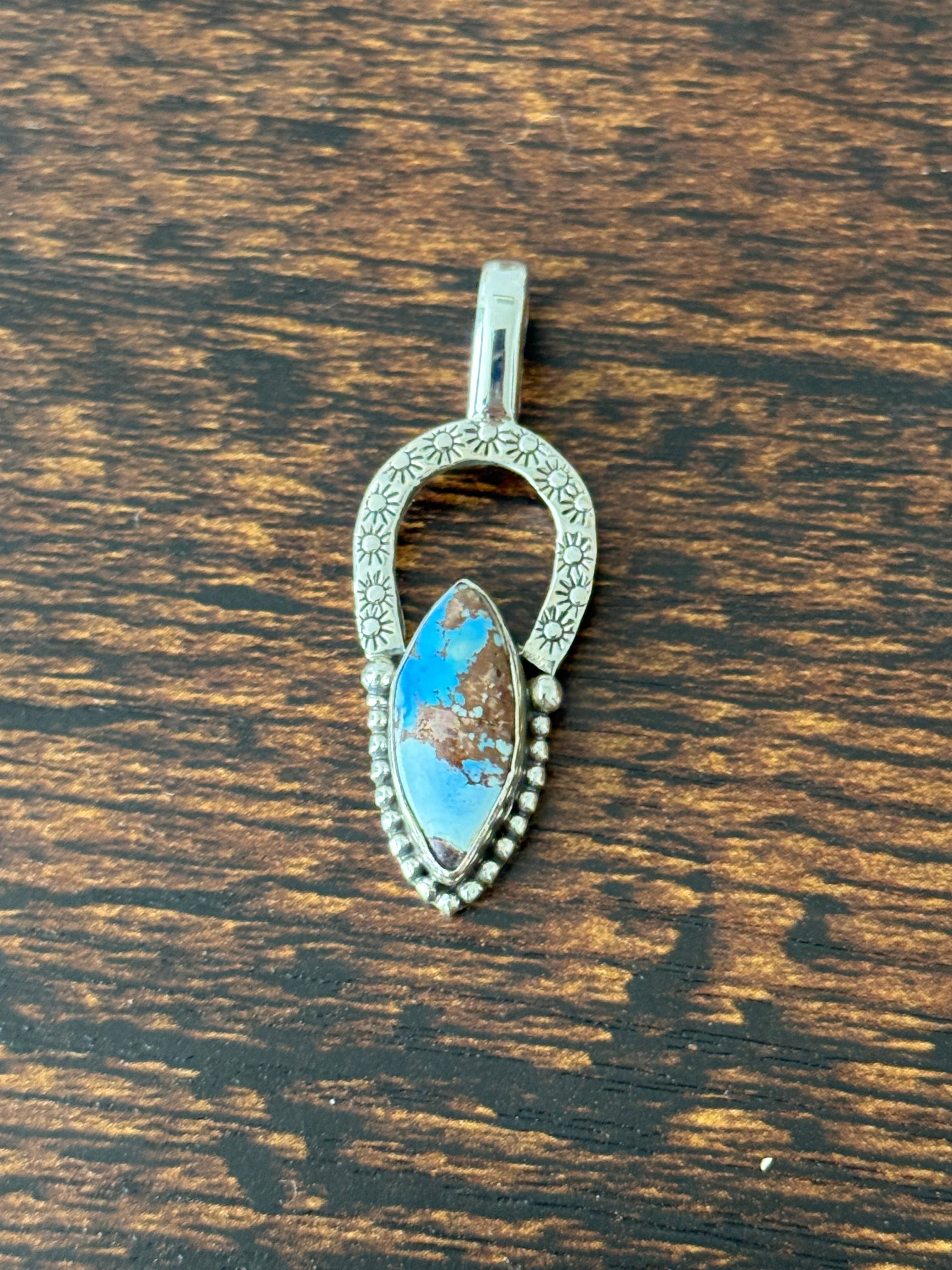 Southwest Golden Hills Turquoise & Sterling Silver Pendant