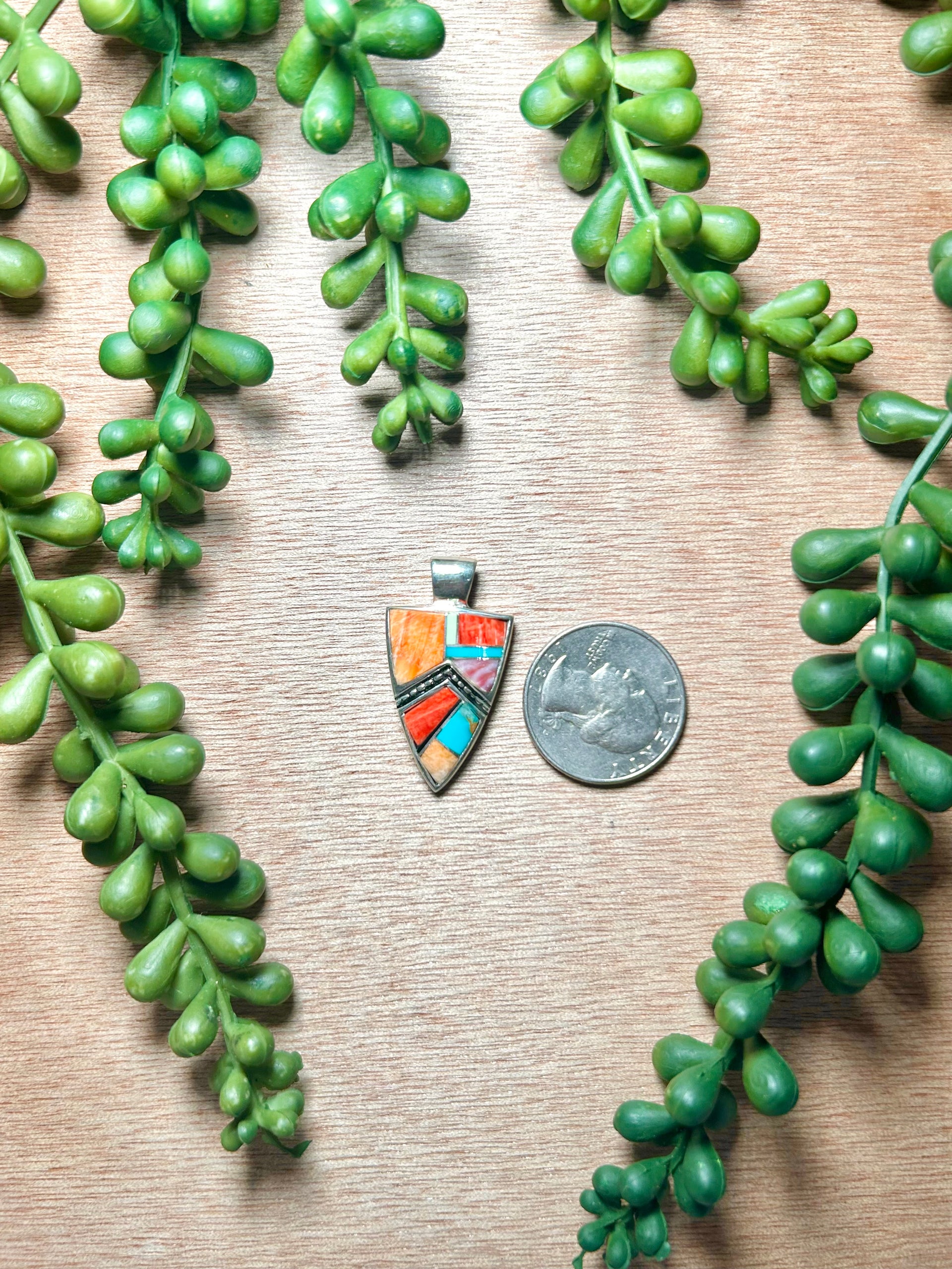 Navajo Made Multi Stone & Sterling Silver Pendant