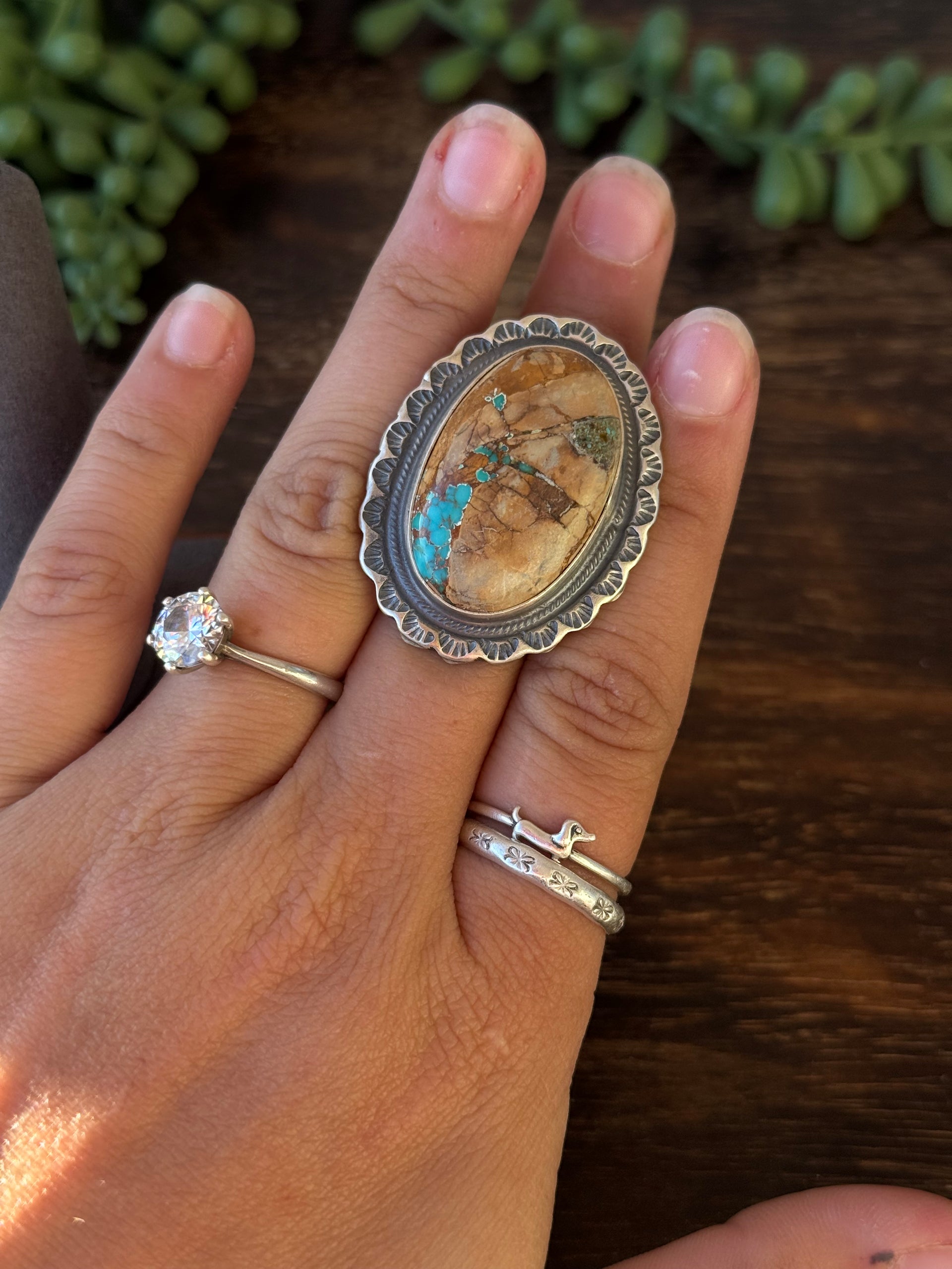 Thomas Francisco Royston Turquoise & Sterling Silver Ring Size 8.25