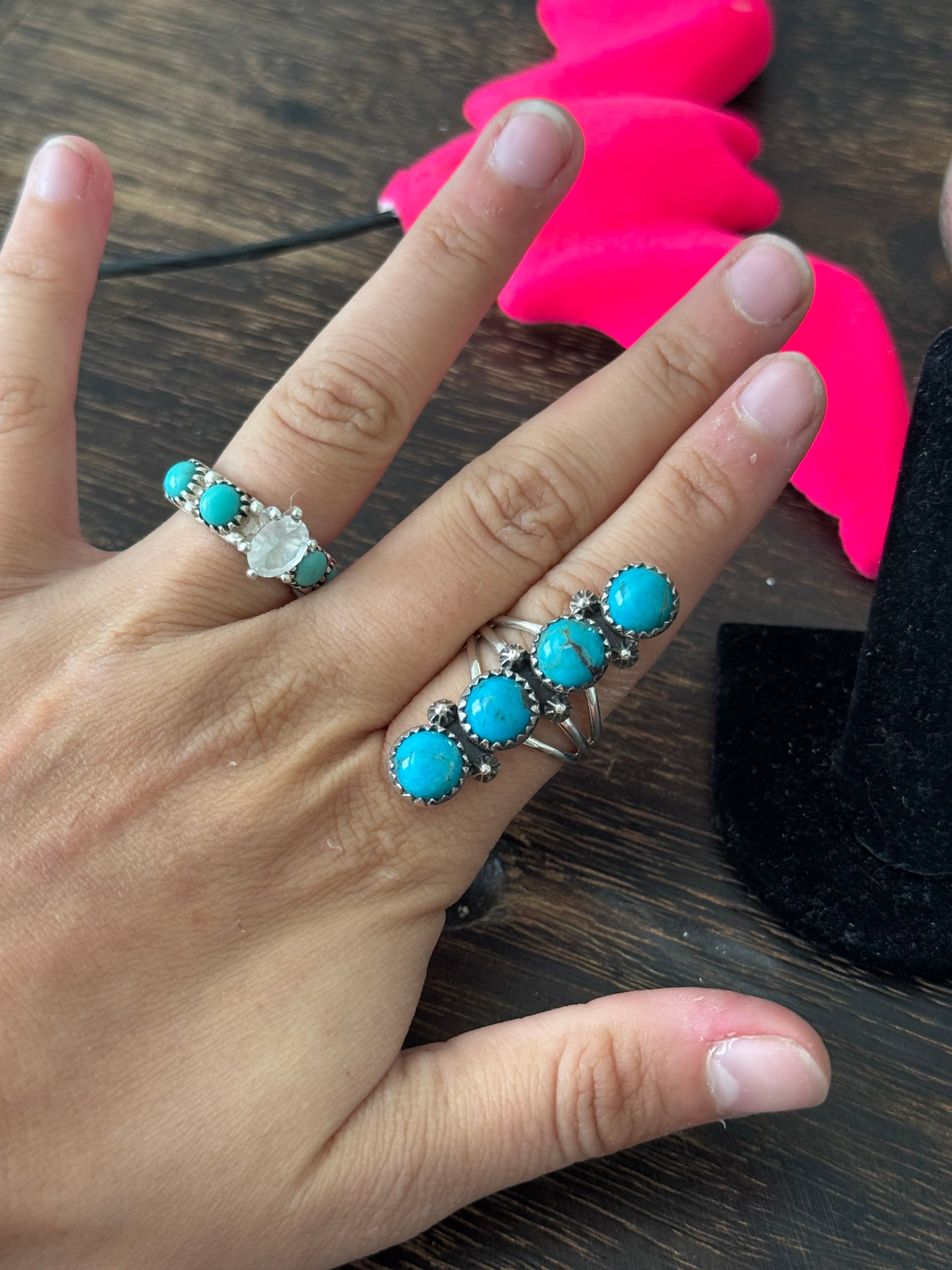 Southwest Handmade Kingman Turquoise & Sterling Silver Ring 5.75