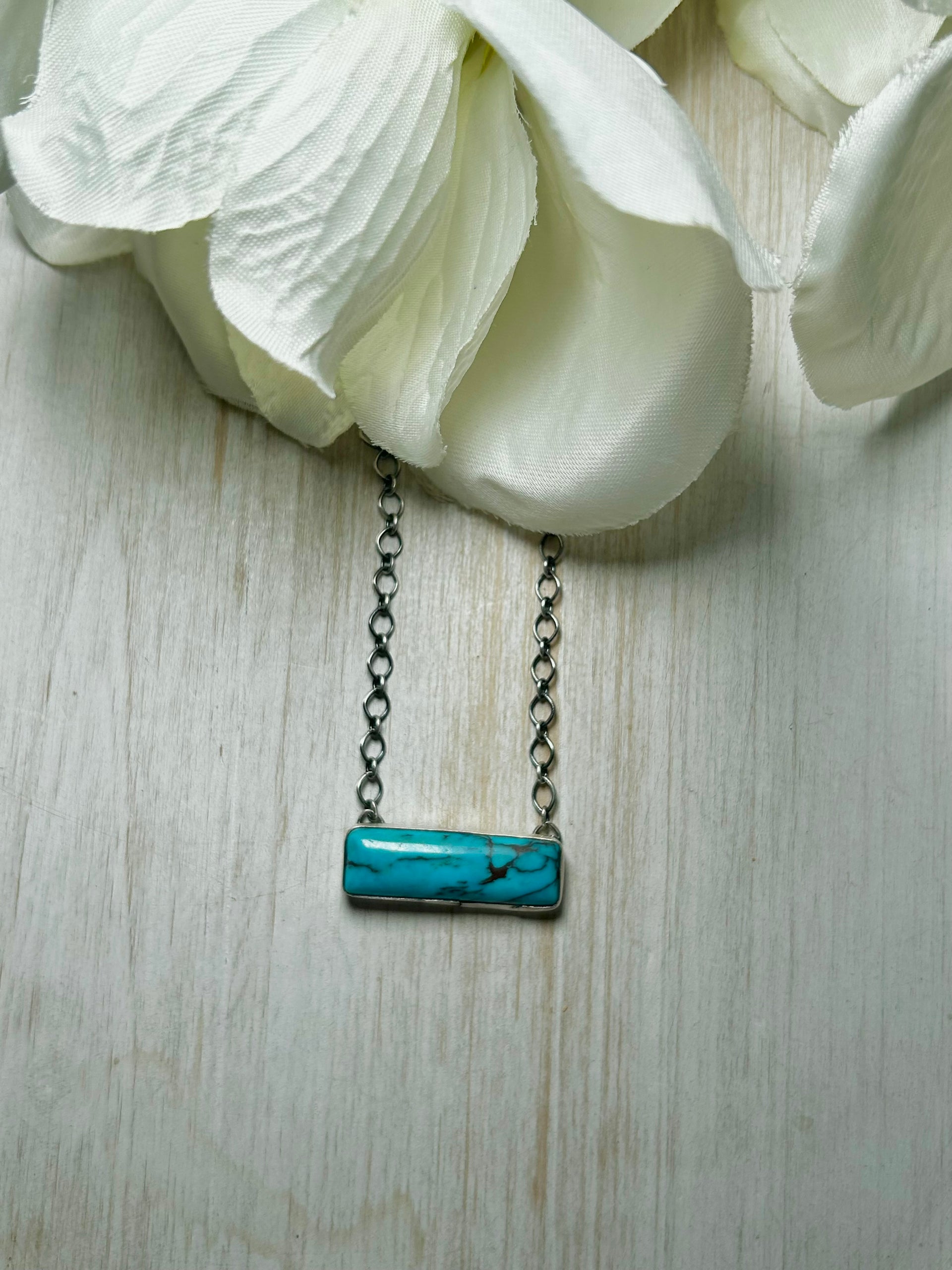 Navajo Made Kingman Turquoise & Sterling Silver Necklace