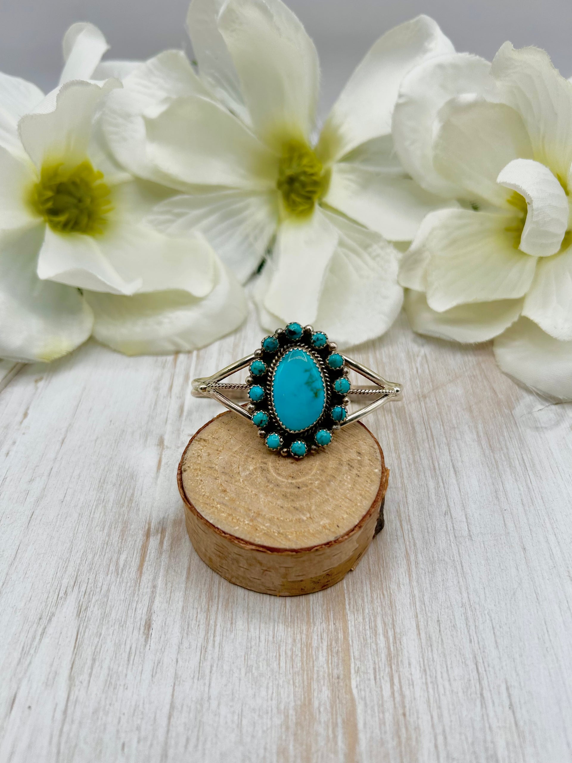 Peggy Skeets Kingman Turquoise & Sterling Silver Cuff Bracelet