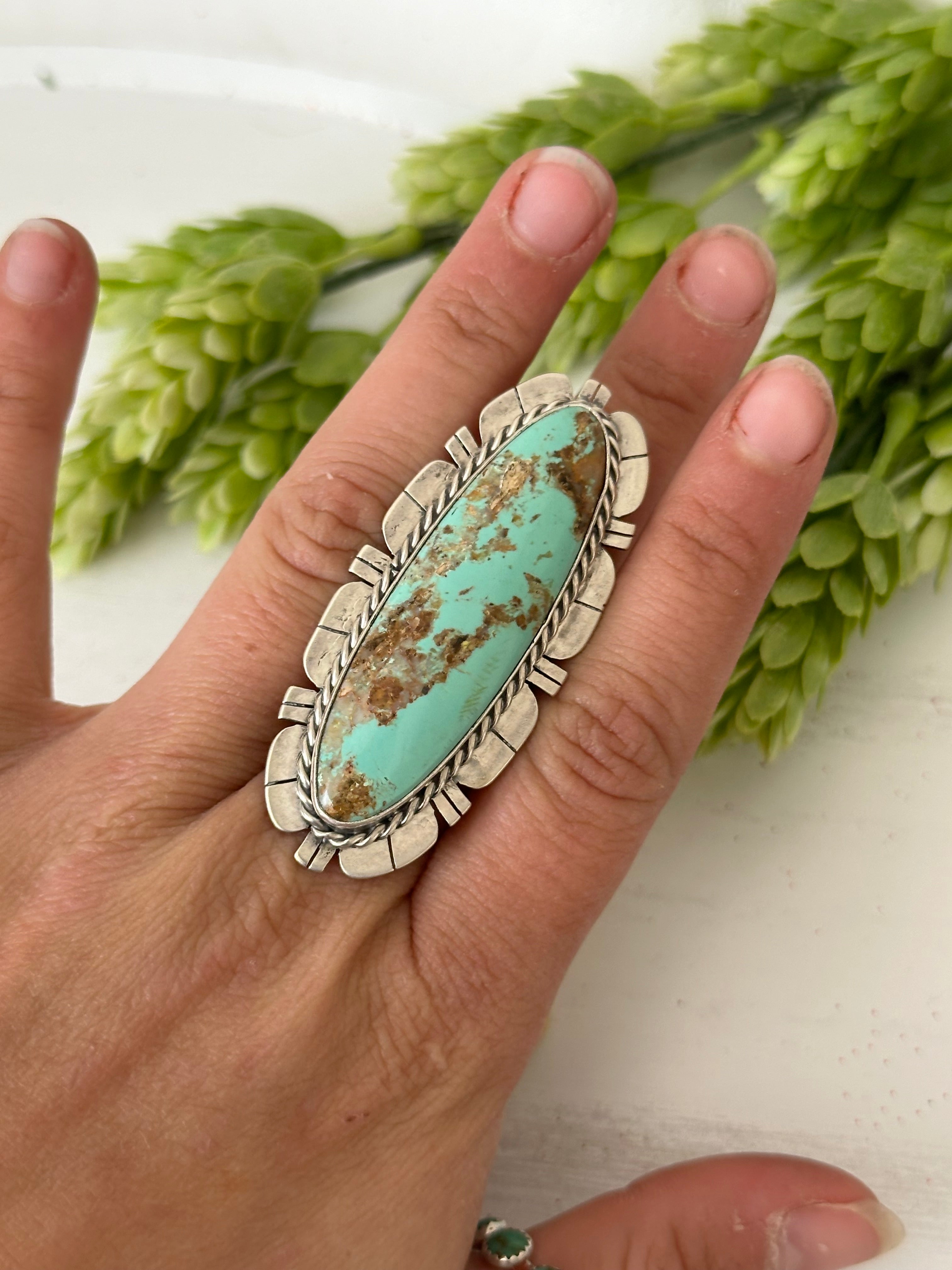 Larry Kaye Kingman Turquoise & Sterling Silver Adjustable Ring