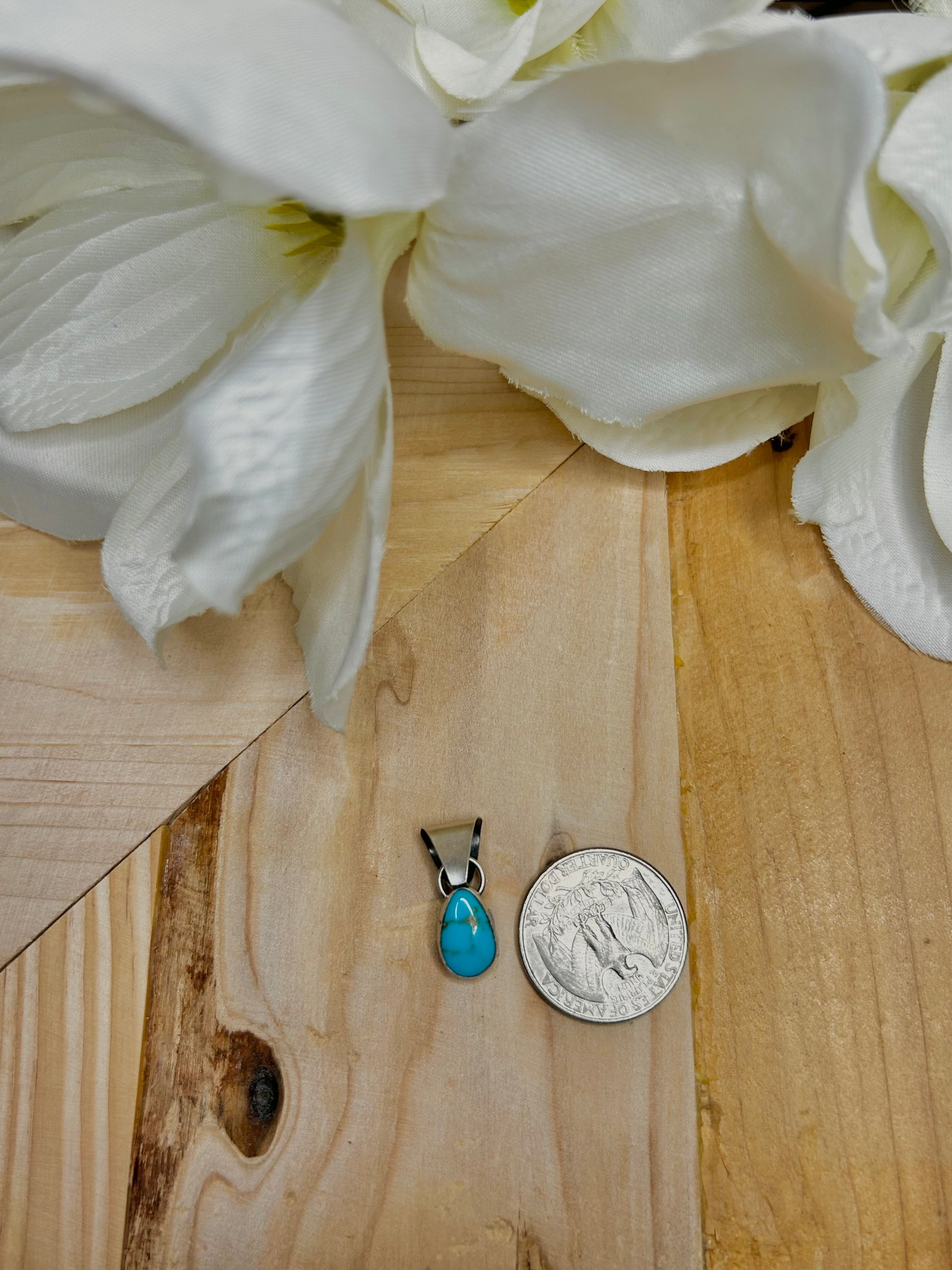 Navajo Made Kingman Turquoise & Sterling Silver Pendant