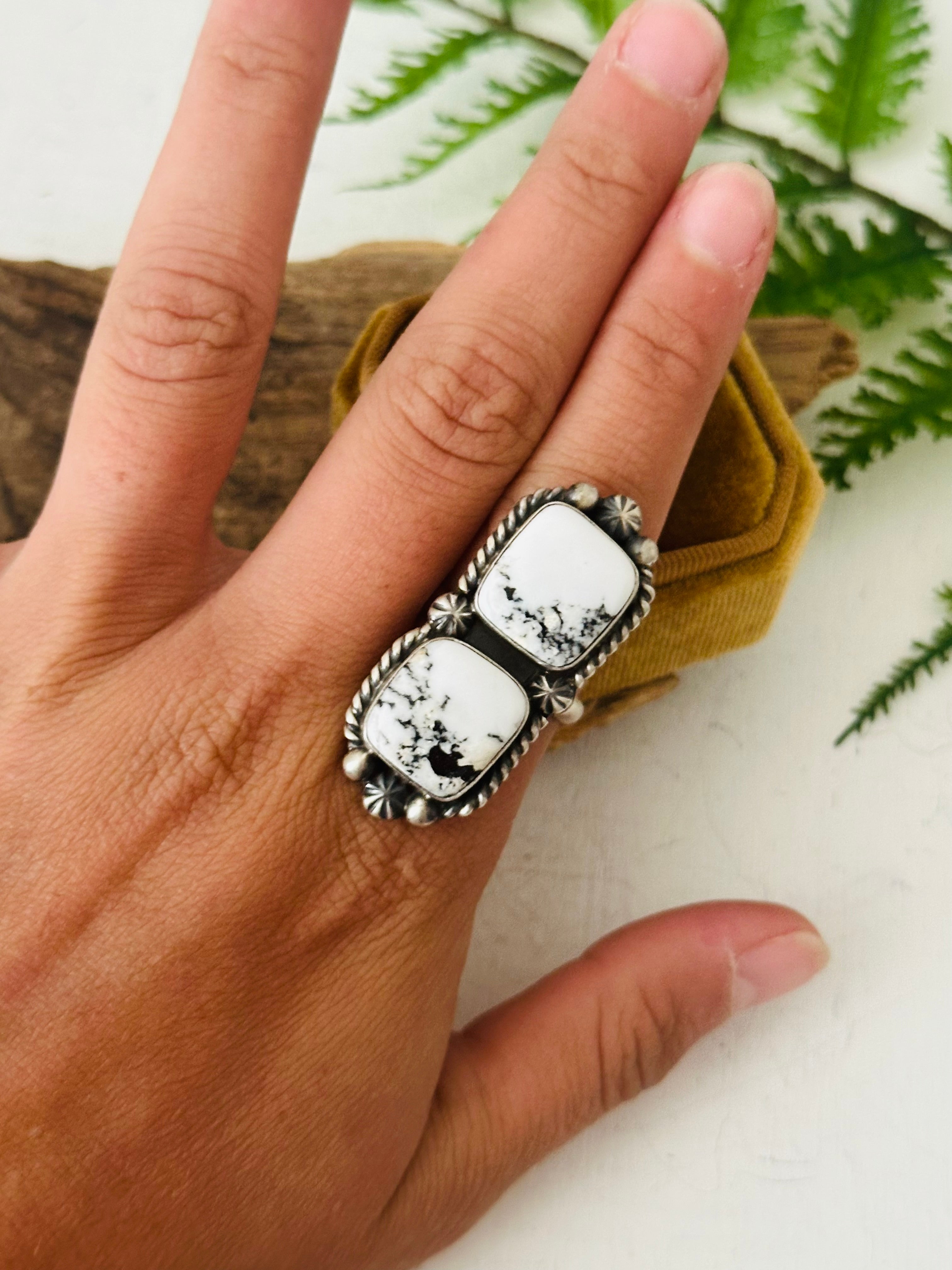 Alfred Martinez White Buffalo & Sterling Silver Adjustable Ring