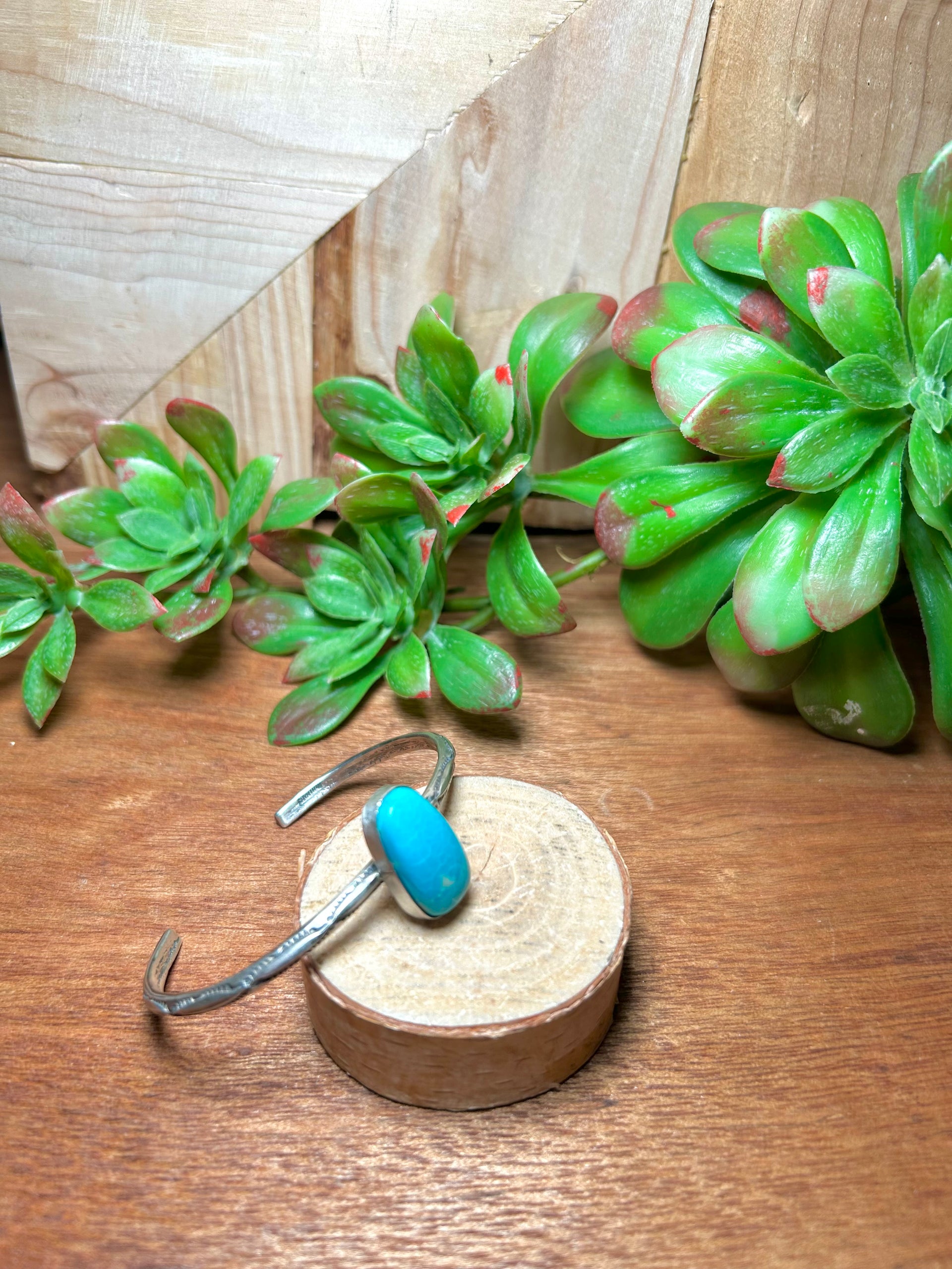 Navajo Made Kingman Turquoise & Sterling Silver Cuff Bracelet