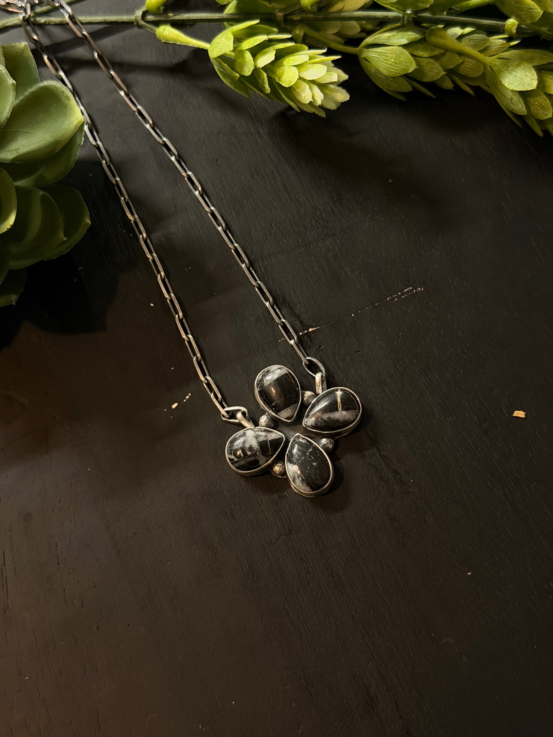 Myra Bennaly White Buffalo & Sterling Silver Cluster Necklace