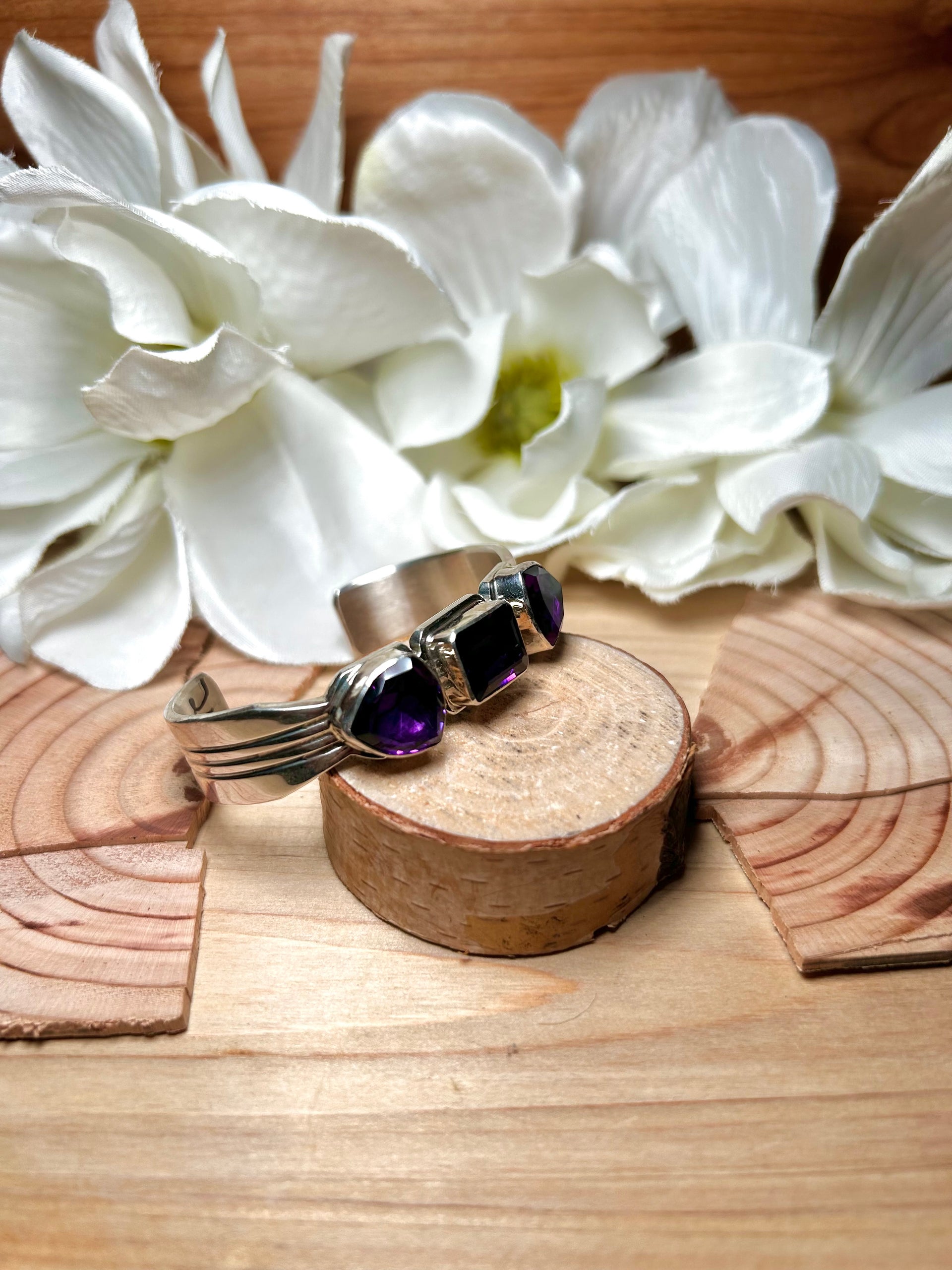 Ray Bennett Amythst & Sterling Silver Cuff Bracelet