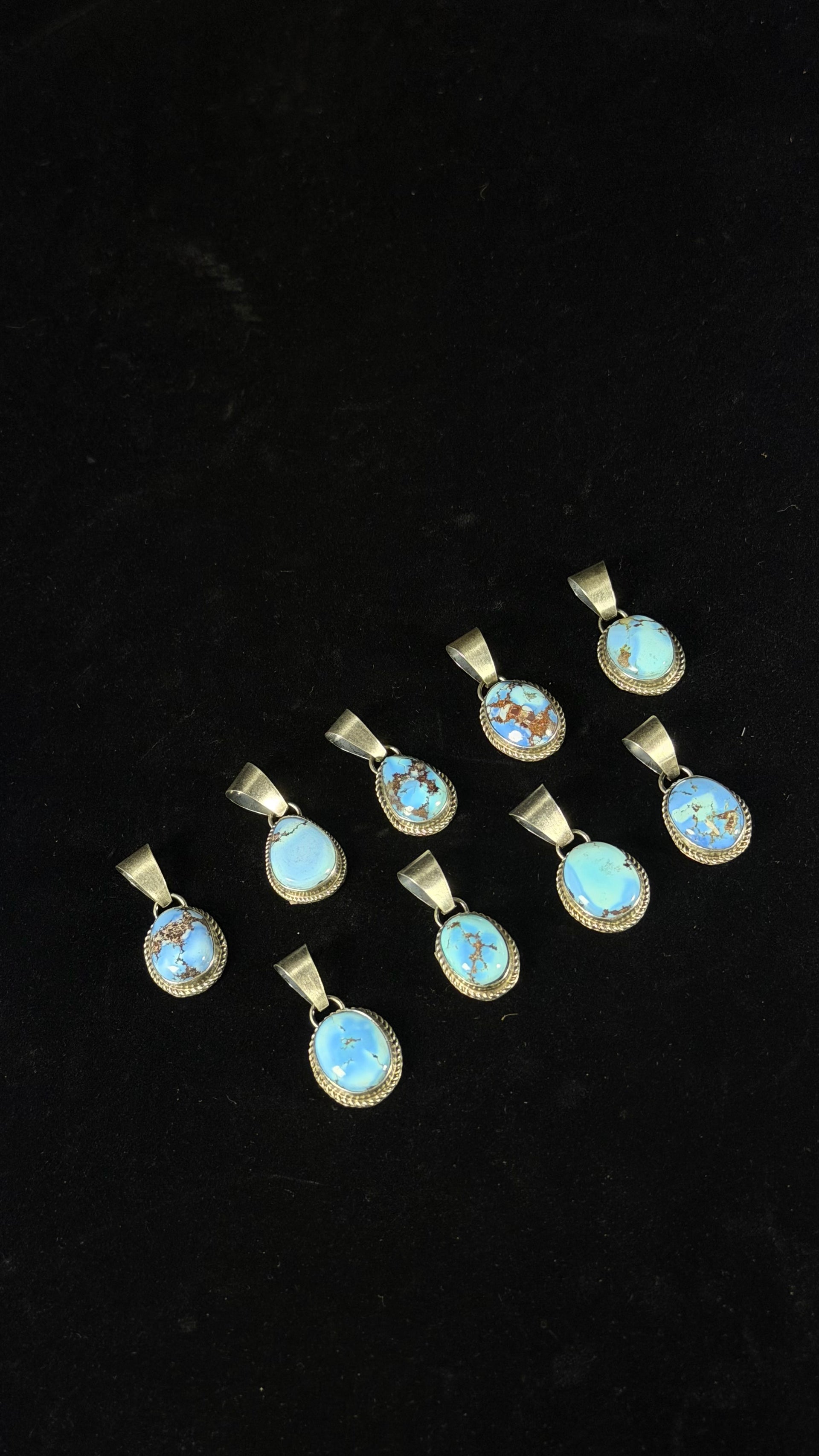 Navajo Made Natural Golden Hills Turquoise  & Sterling Silver Pendant