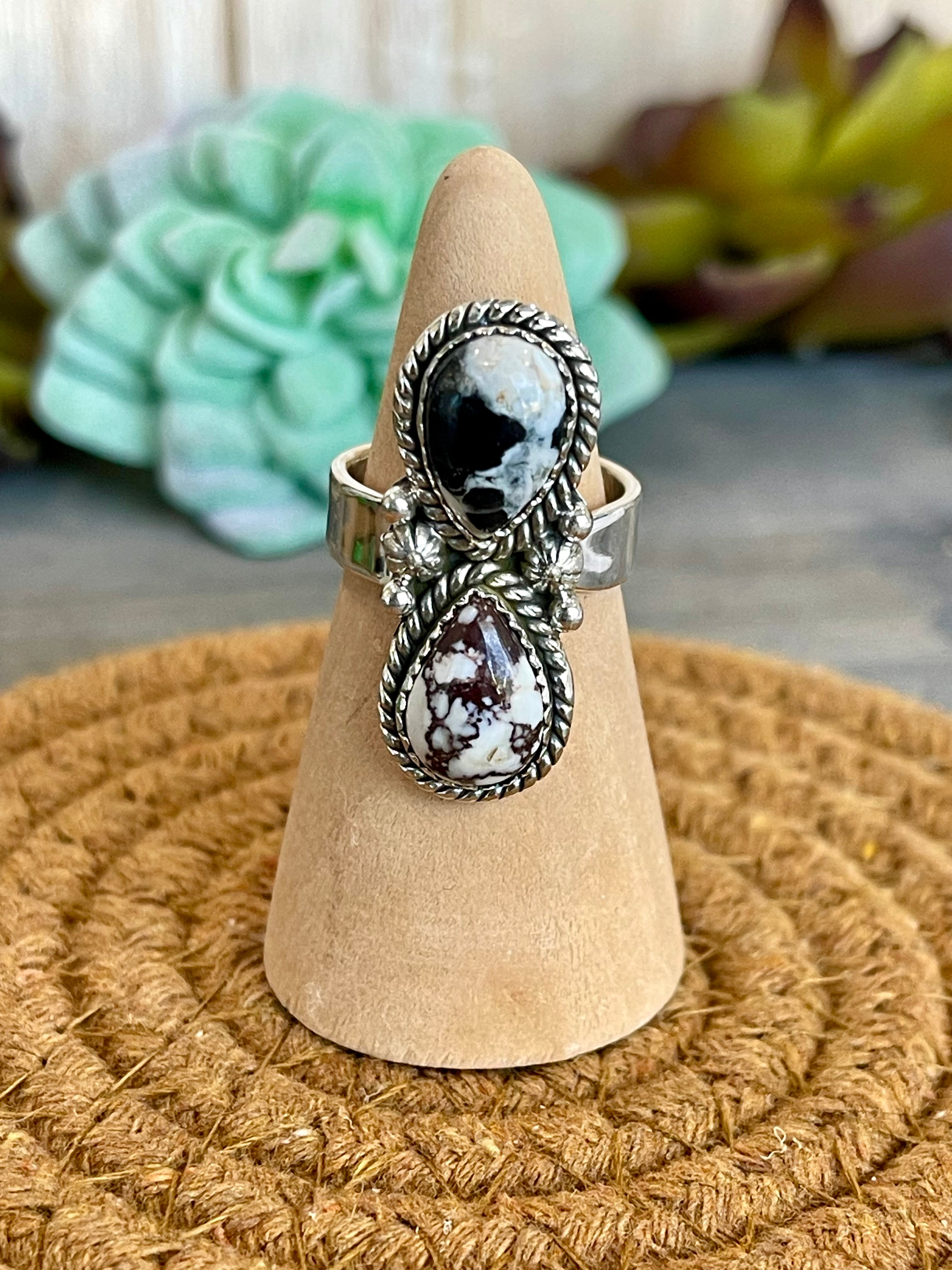 Southwest Handmade Multi Stone & Sterling Silver Adjustable Ring