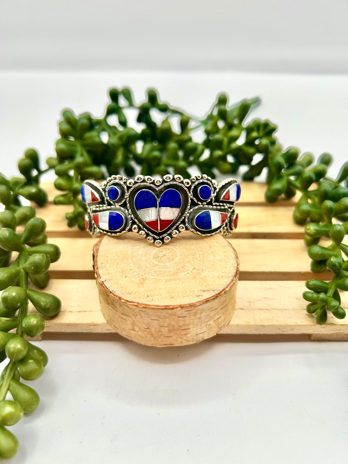 Zuni Made Opal & Sterling Silver Cuff Bracelet