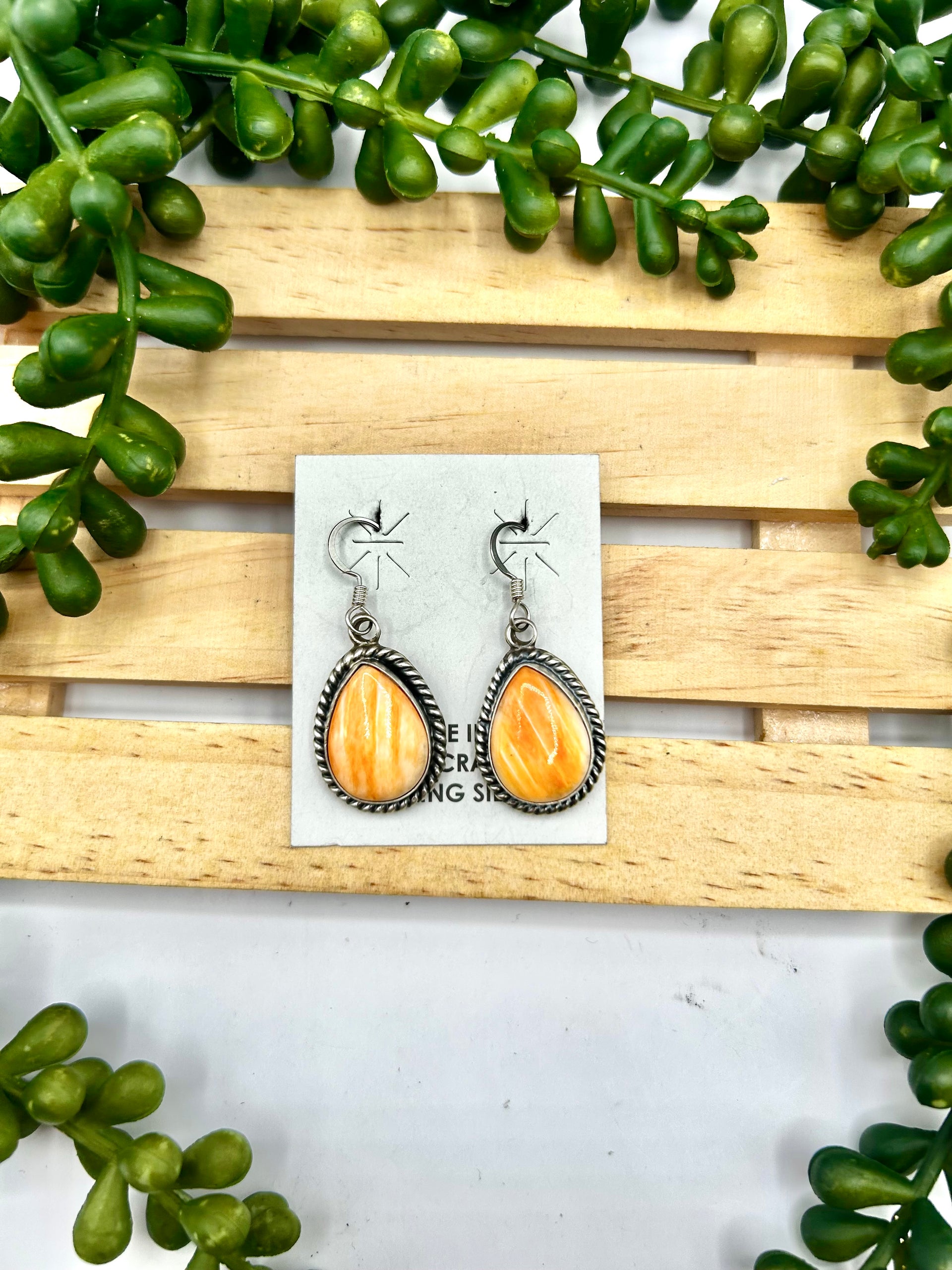 Bucky Belin Spiny Oyster & Sterling Silver Hook Earrings