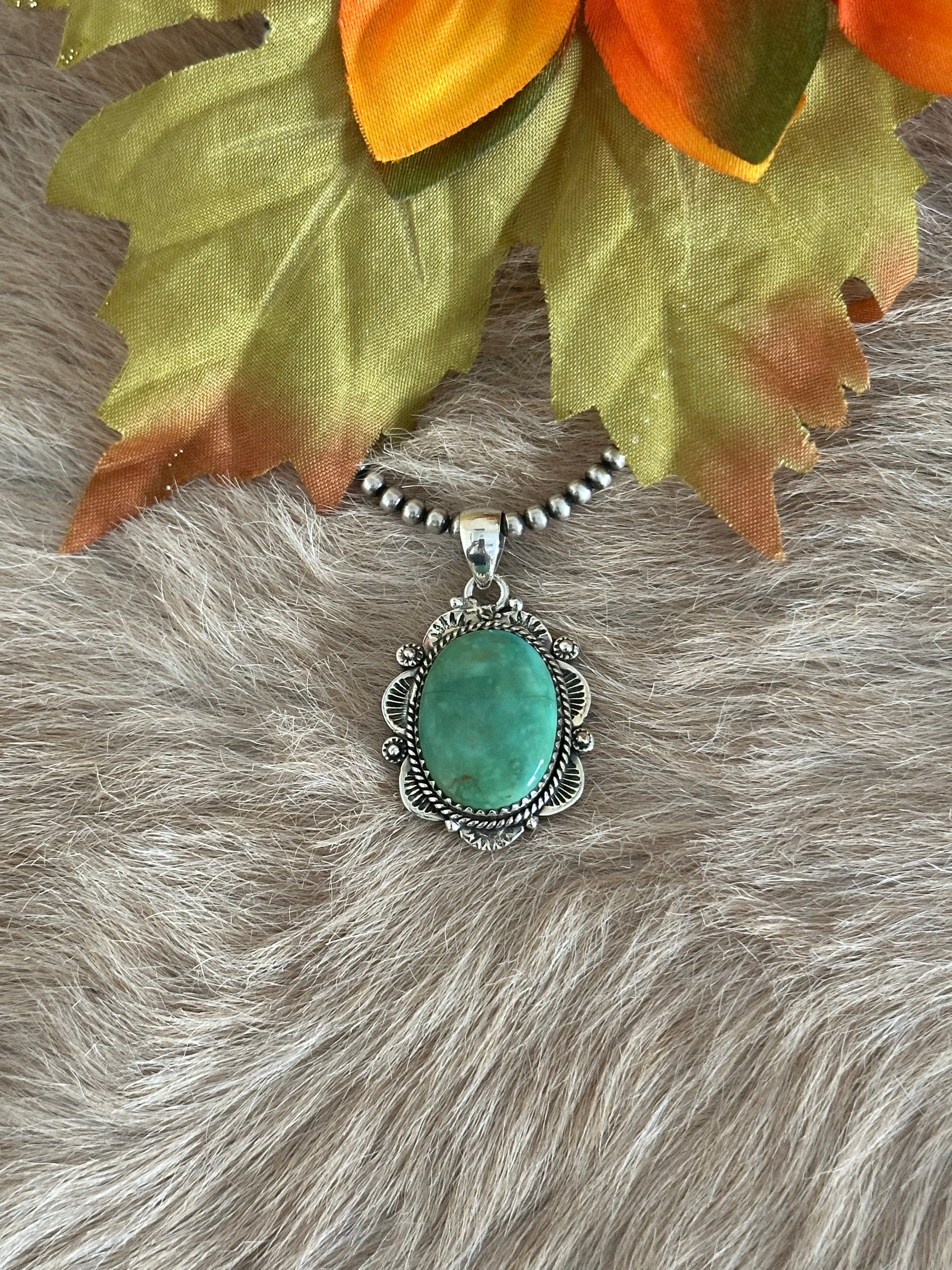 Southwest Handmade Kingman Turquoise & Sterling Silver Pendant