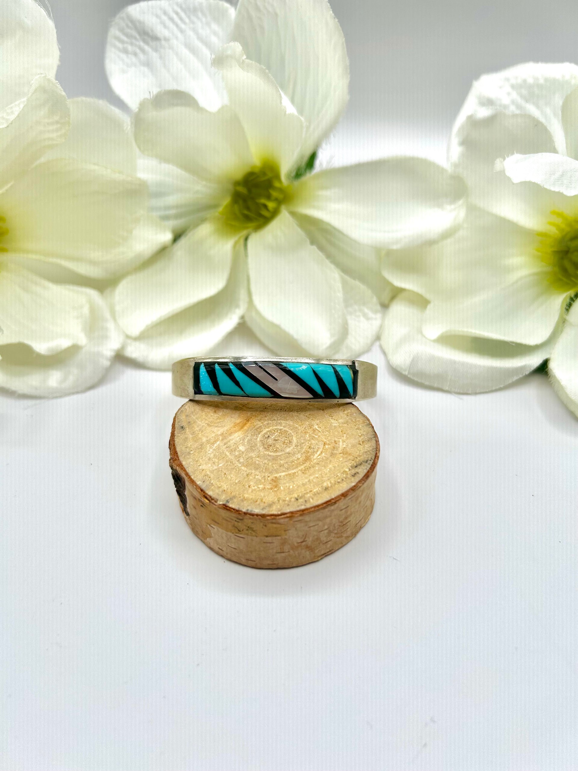 Zuni Made Multi Stone & Sterling Silver Cuff Bracelet