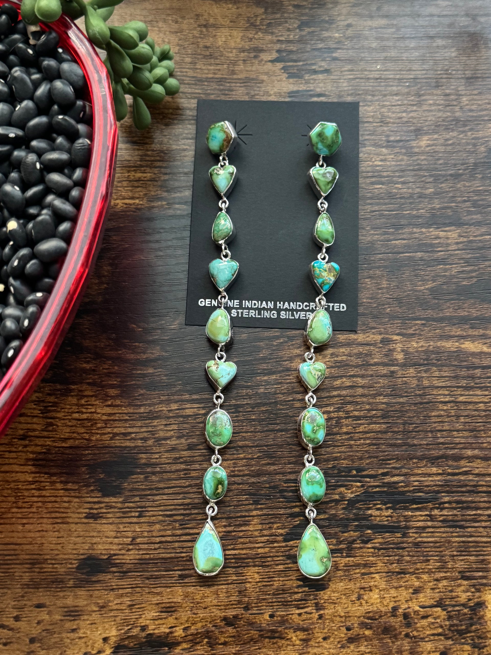 Southwest Handmade Sonoran Mountain Turquoise & Sterling Silver Post Dangle Earrings