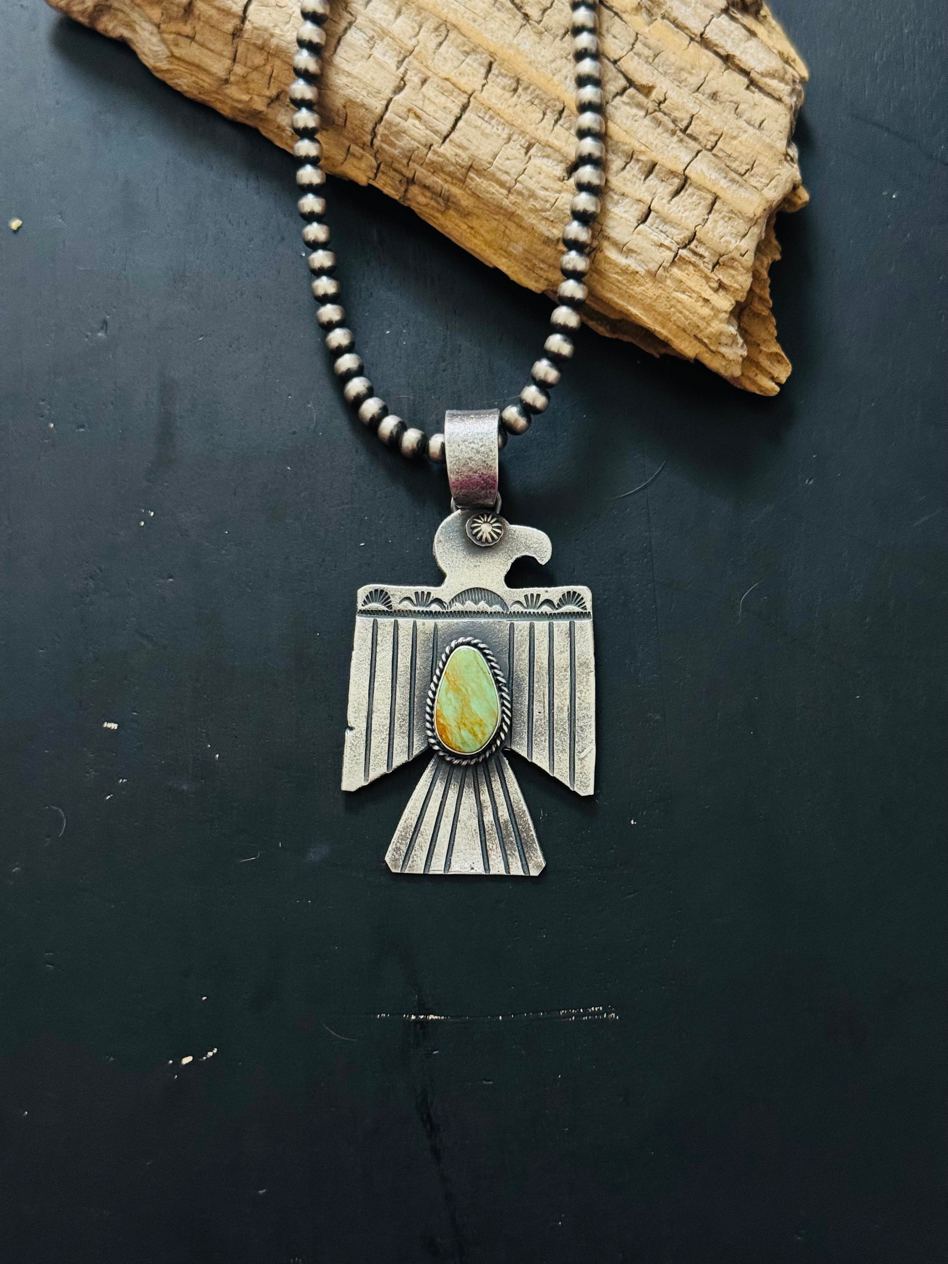 Kevin Billah Royston Turquoise & Sterling Silver Thunderbird Pendant