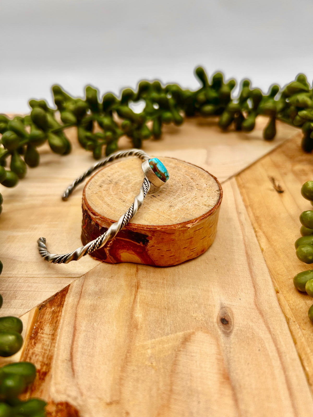 Navajo Made Highgrade Kingman Turquoise & Sterling Silver Cuff Bracelet