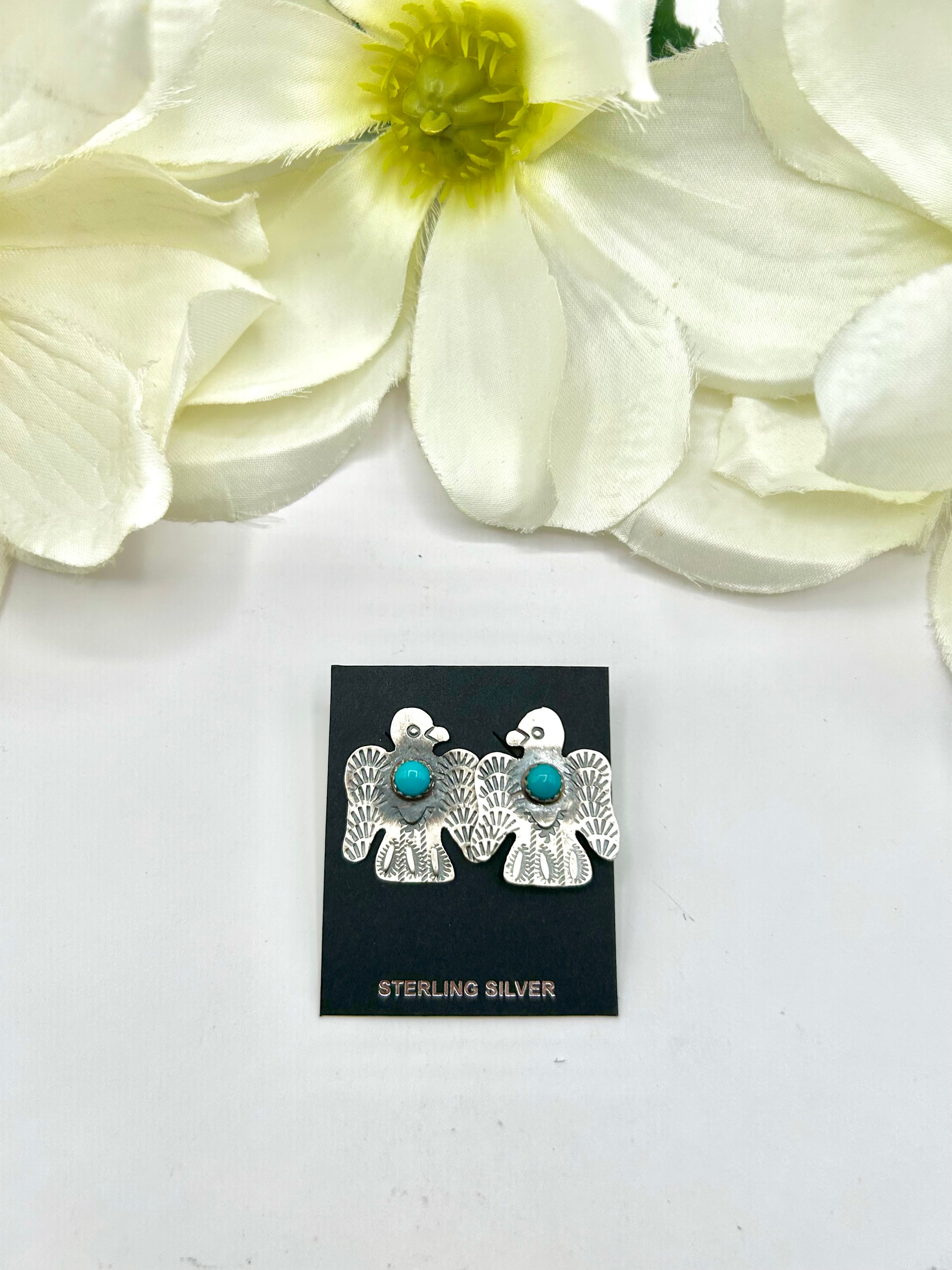 Gabrielle Yazzie Kingman Turquoise & Sterling Silver Post  Earrings