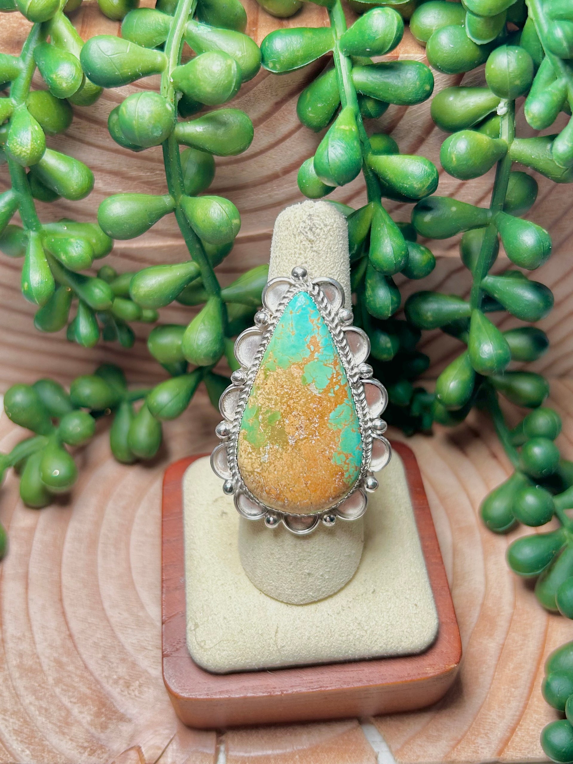 Navajo Made Evans Turquoise & Sterling Sliver Ring Size 7