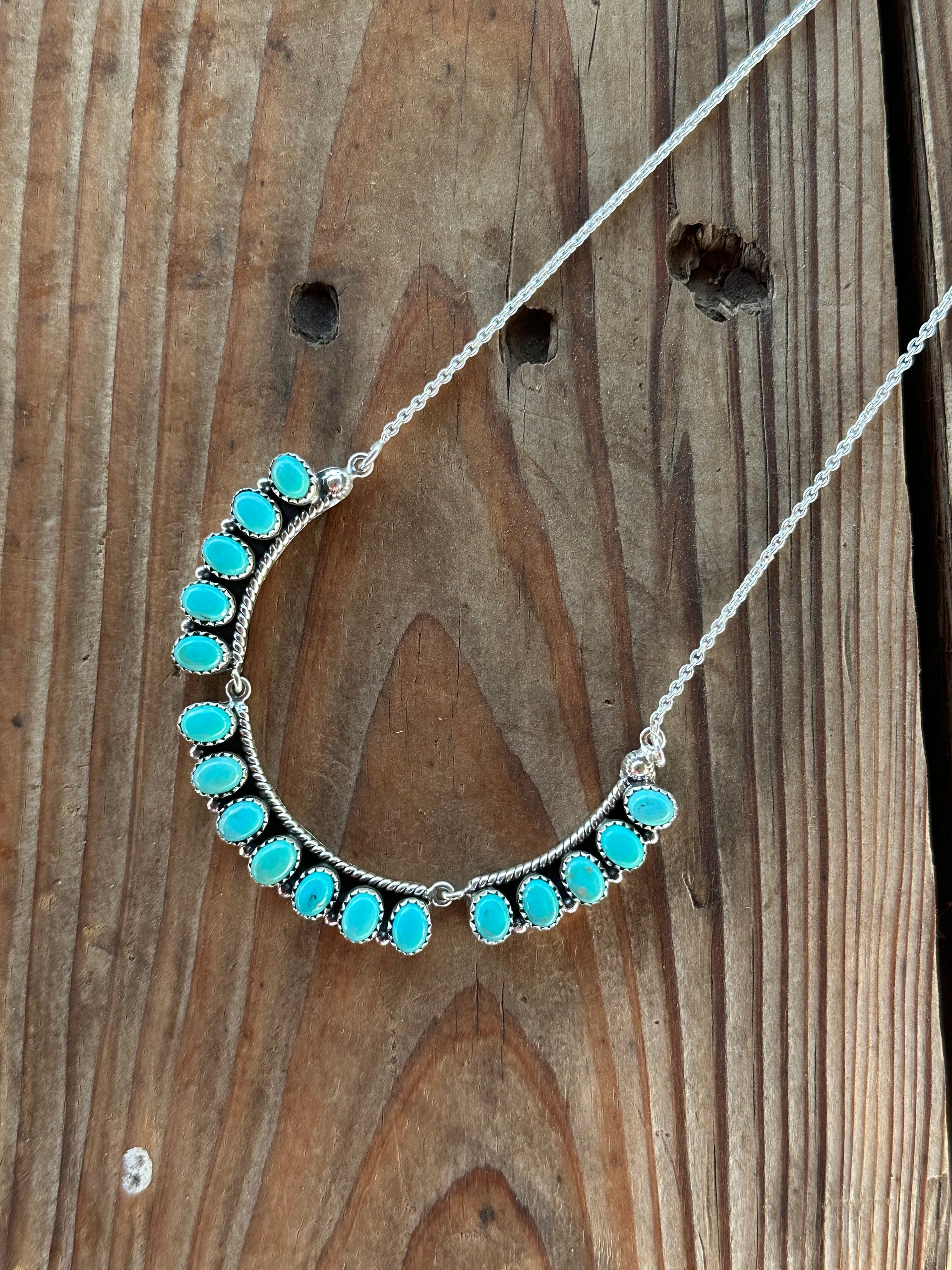 Southwest Handmade Kingman Turquoise & Sterling Silver Necklace