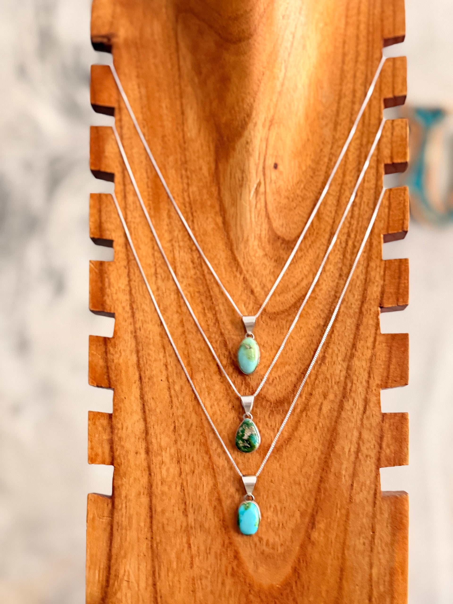 Navajo Made Sonoran Mountain Turquoise & Sterling Silver Necklace