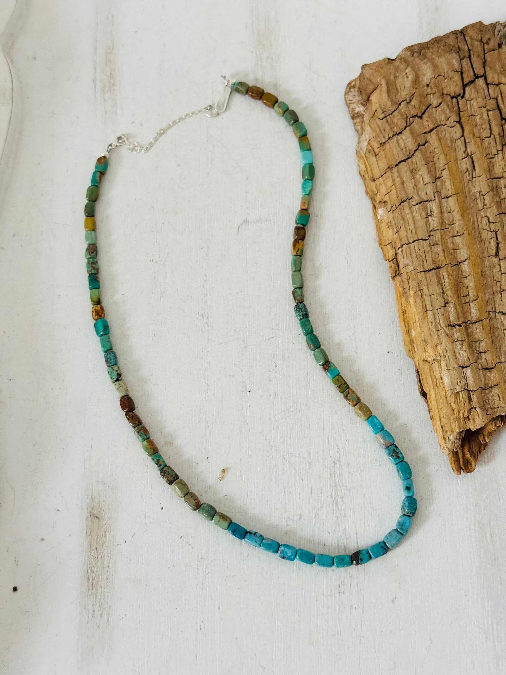 Navajo Strung Royston Turquoise & Sterling Silver Beaded Necklace