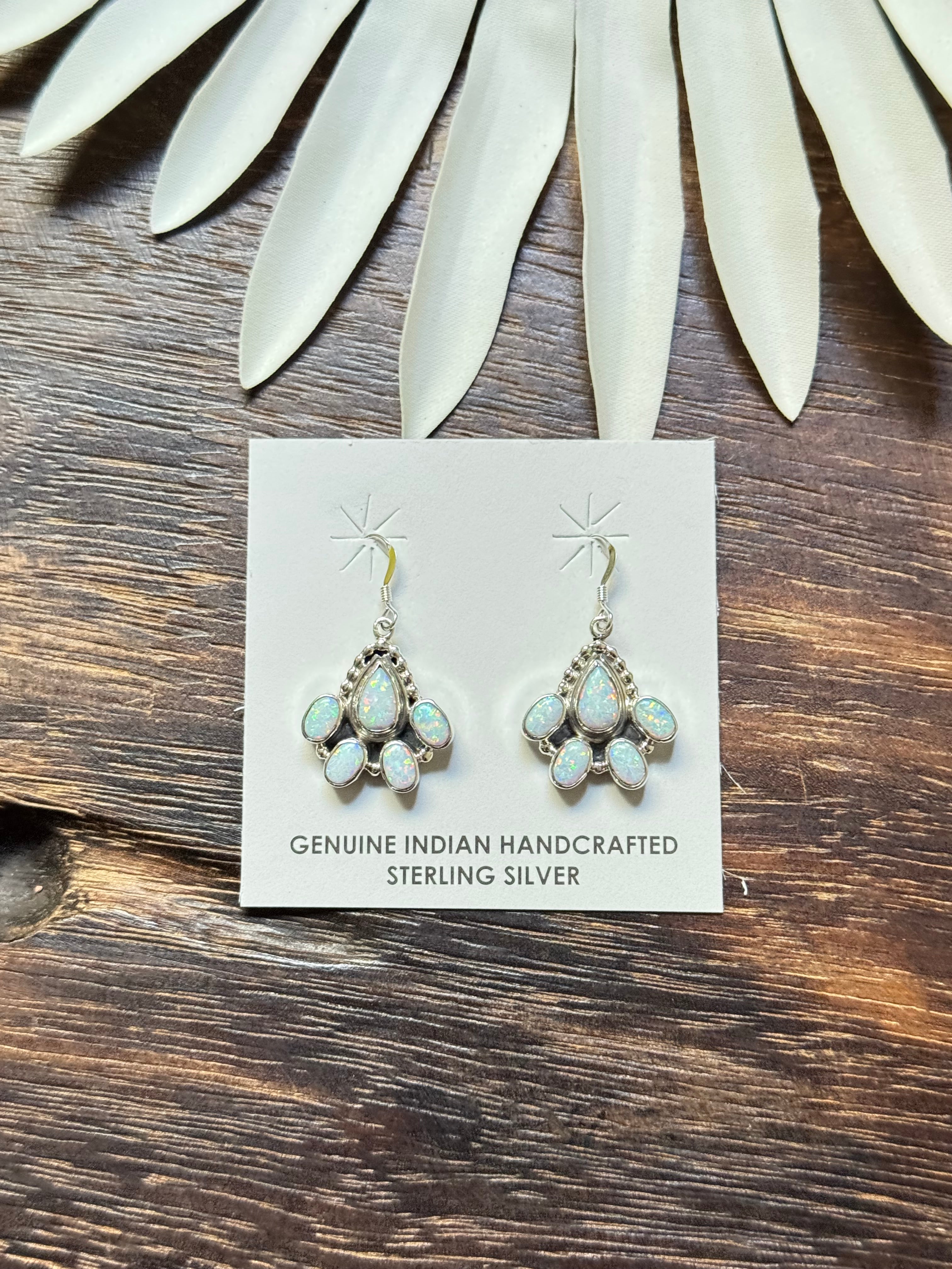 Gary Shorty Opal (Man Made) & Sterling Silver Dangle Earrings