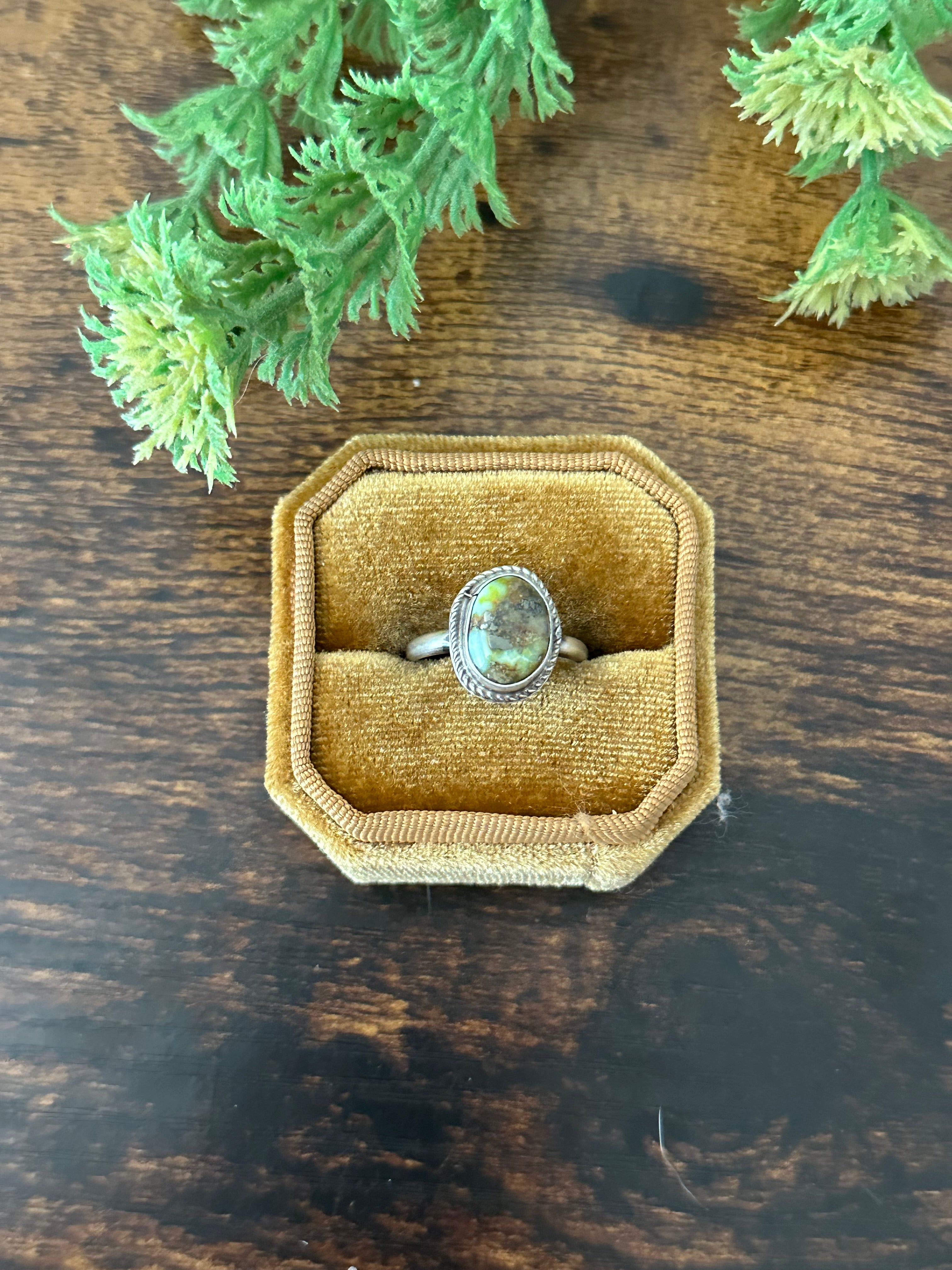 Navajo Handmade Palomino Variscite & Sterling Silver Rings