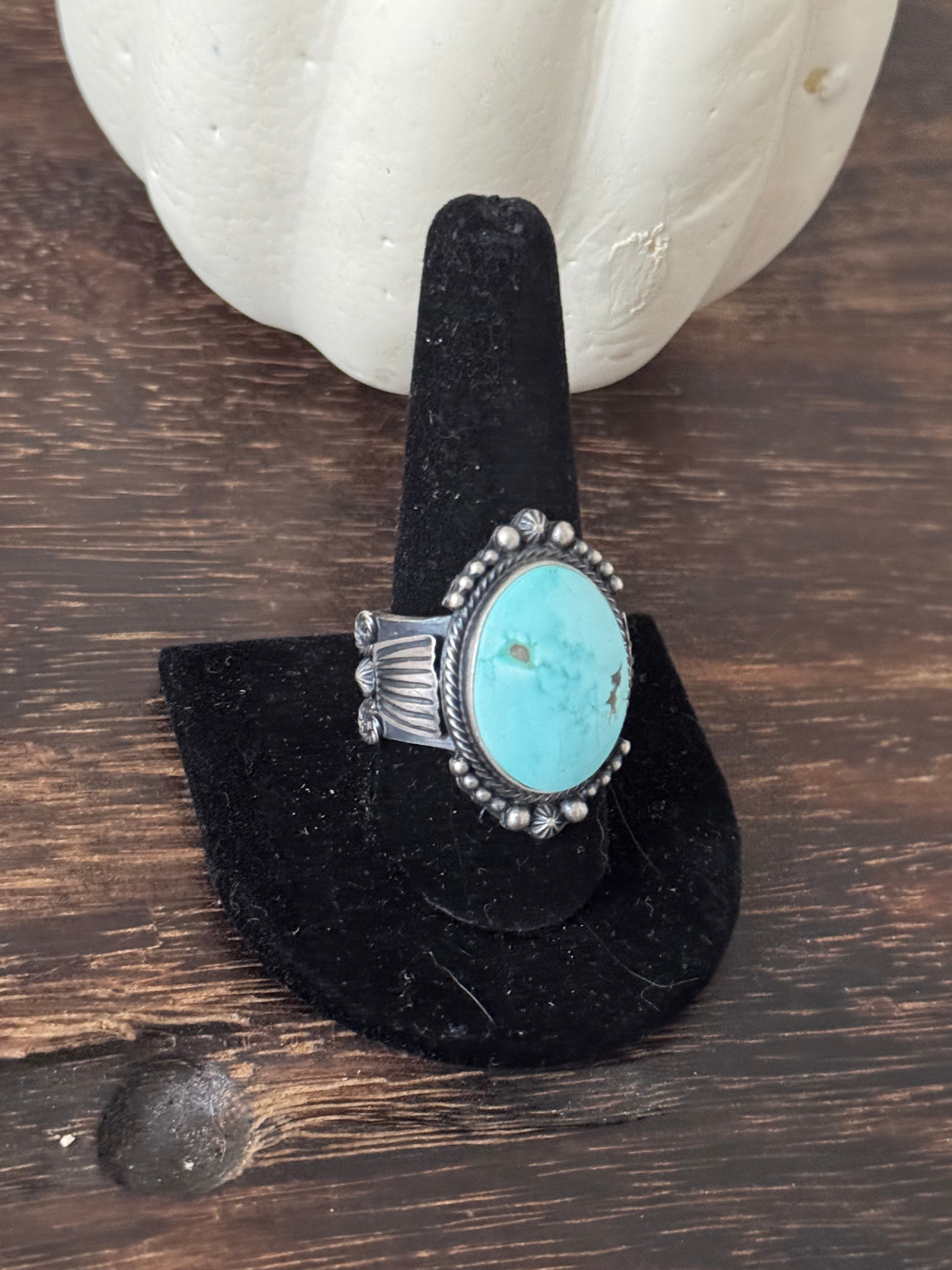 Sheila Tso Sonoran Mountain Turquoise Sterling Silver Ring Size 11