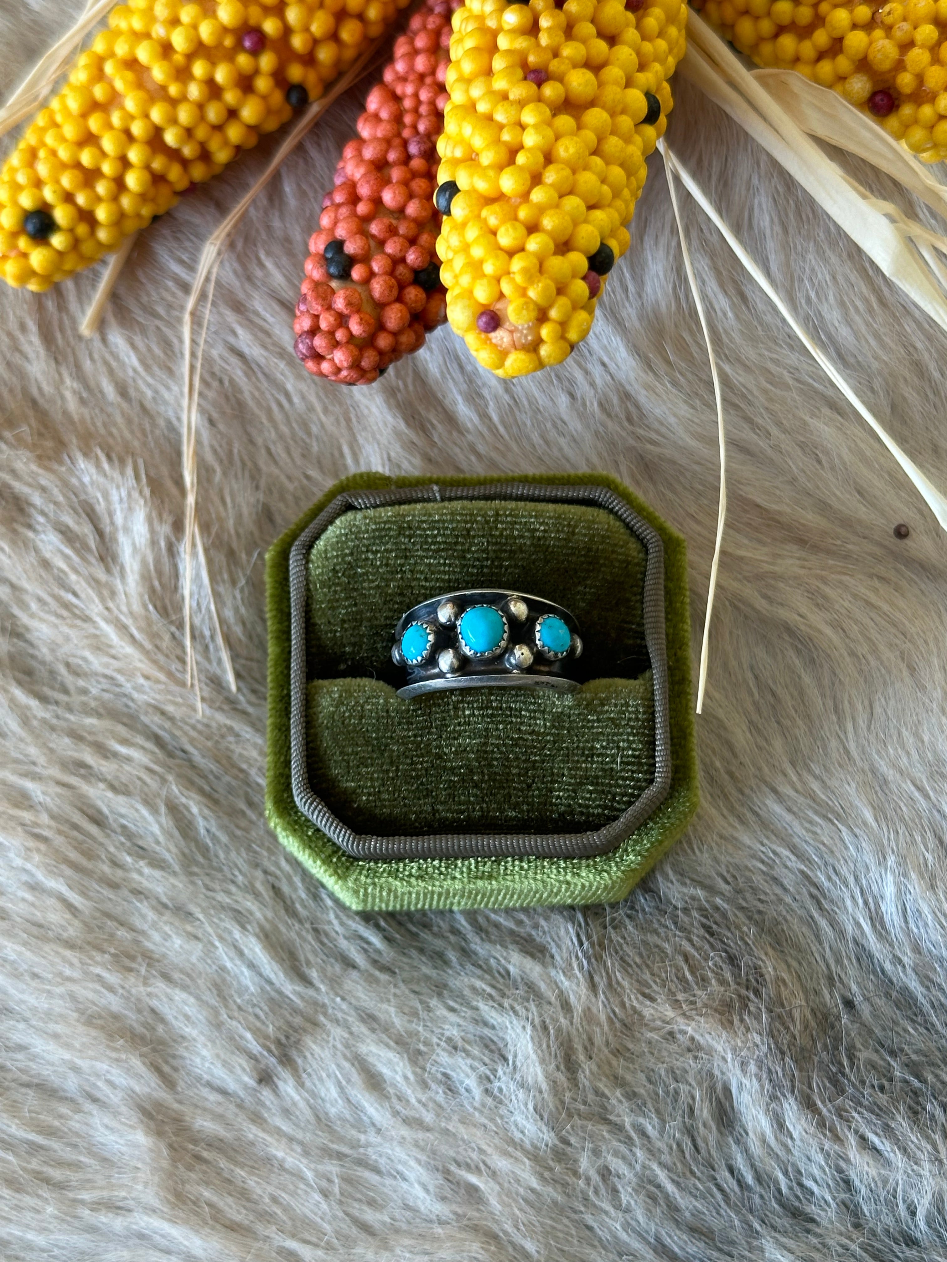 Navajo Made Kingman Turquoise & Sterling Silver Ring