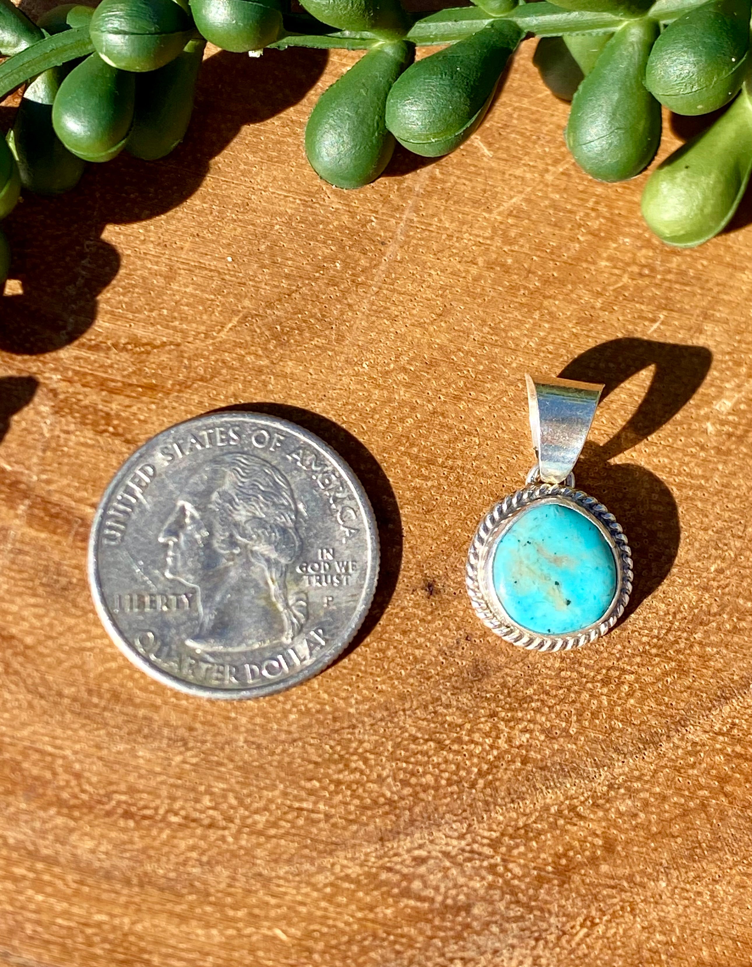 Navajo Made Kingman Turquoise & Sterling Silver PENDANT ONLY