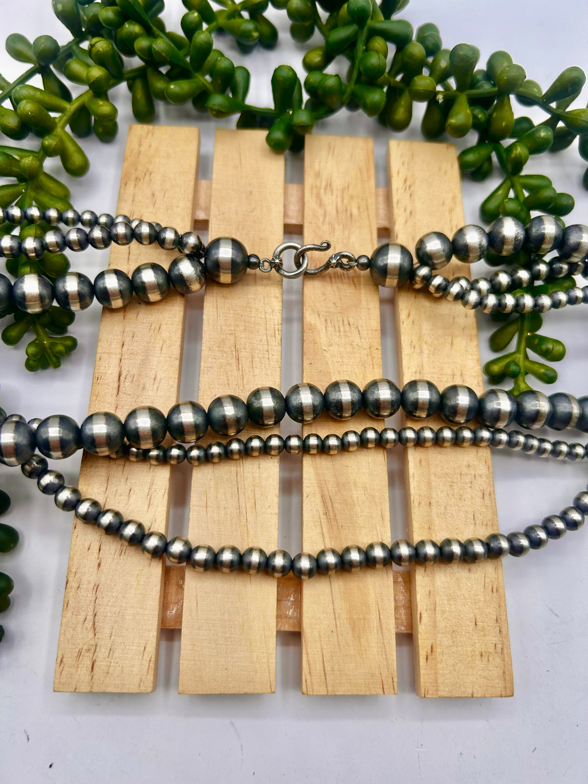 Navajo Made Strung Sterling Silver Necklace