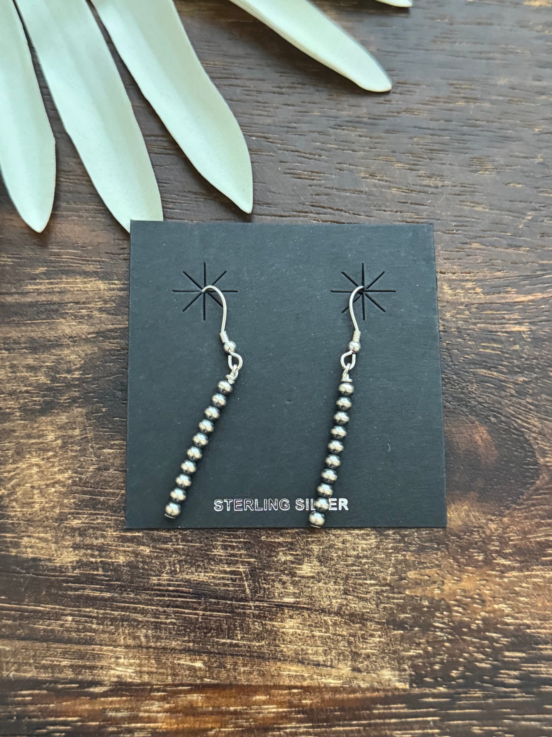 Navajo Strung Sterling Silver Pearls Dangle Earrings