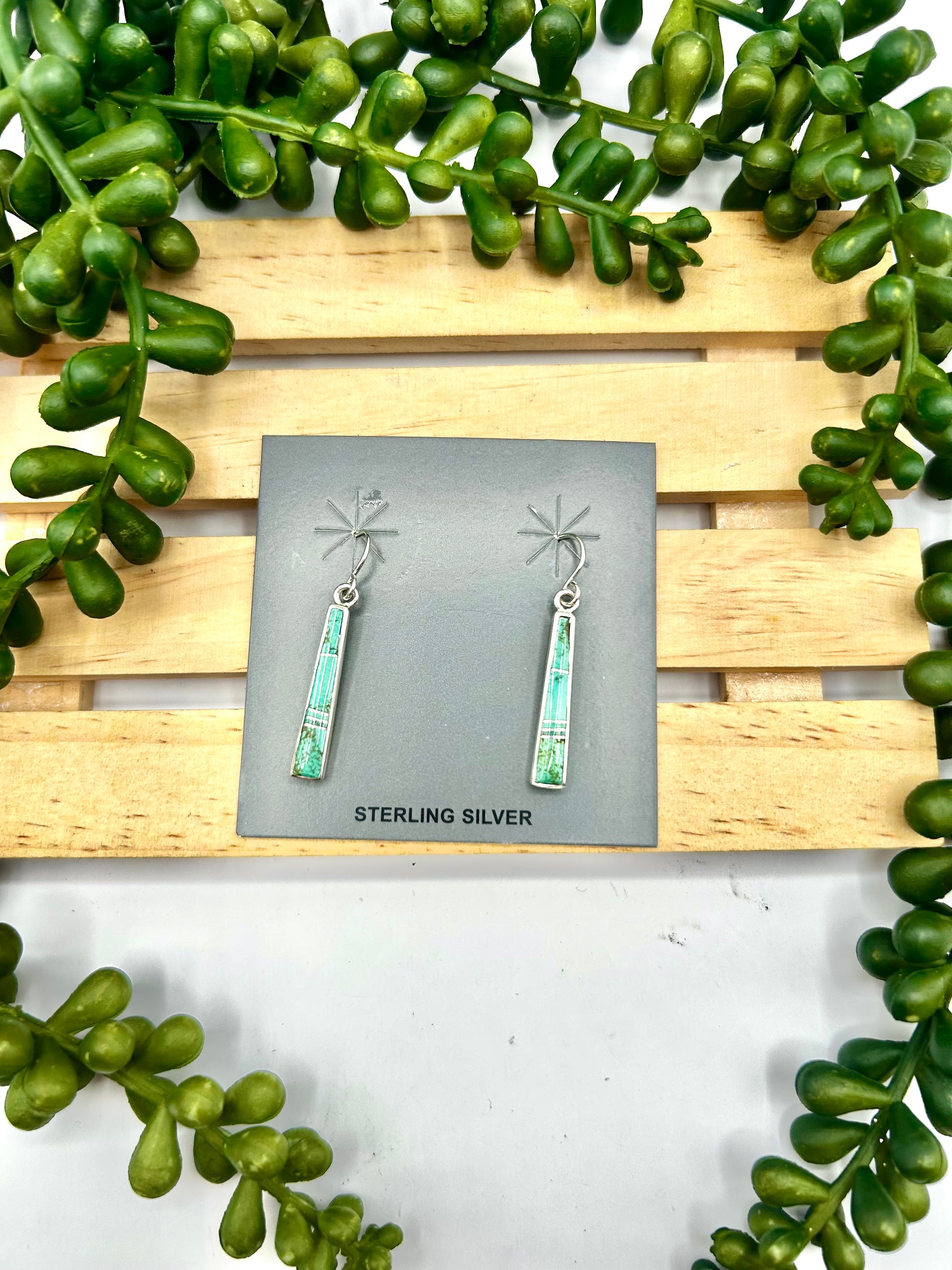 Rick Tolins Kingman Turquoise & Sterling Silver Hook Earrings