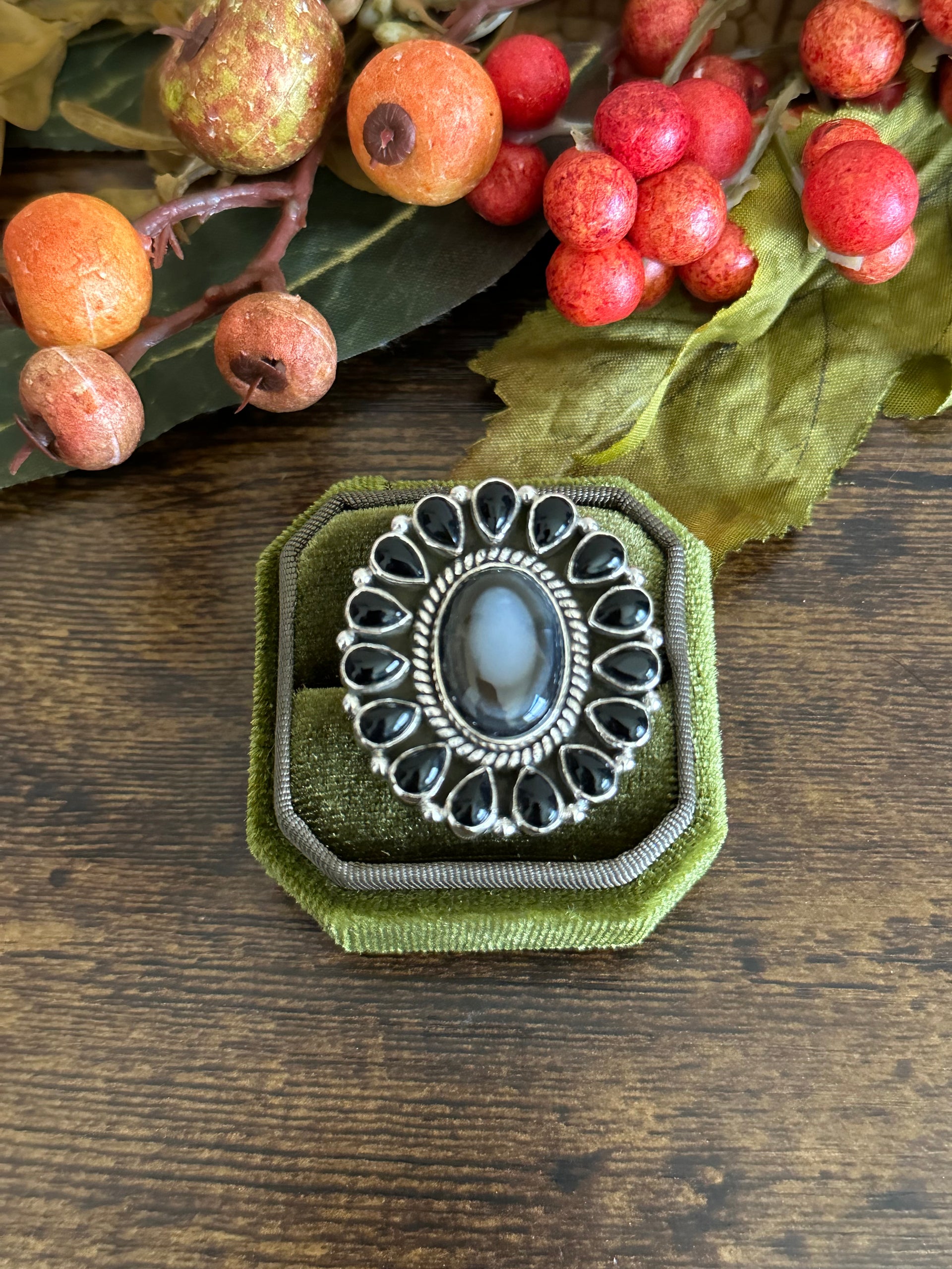 Southwest Handmade Multi Stone & Sterling Silver Adjustable Ring