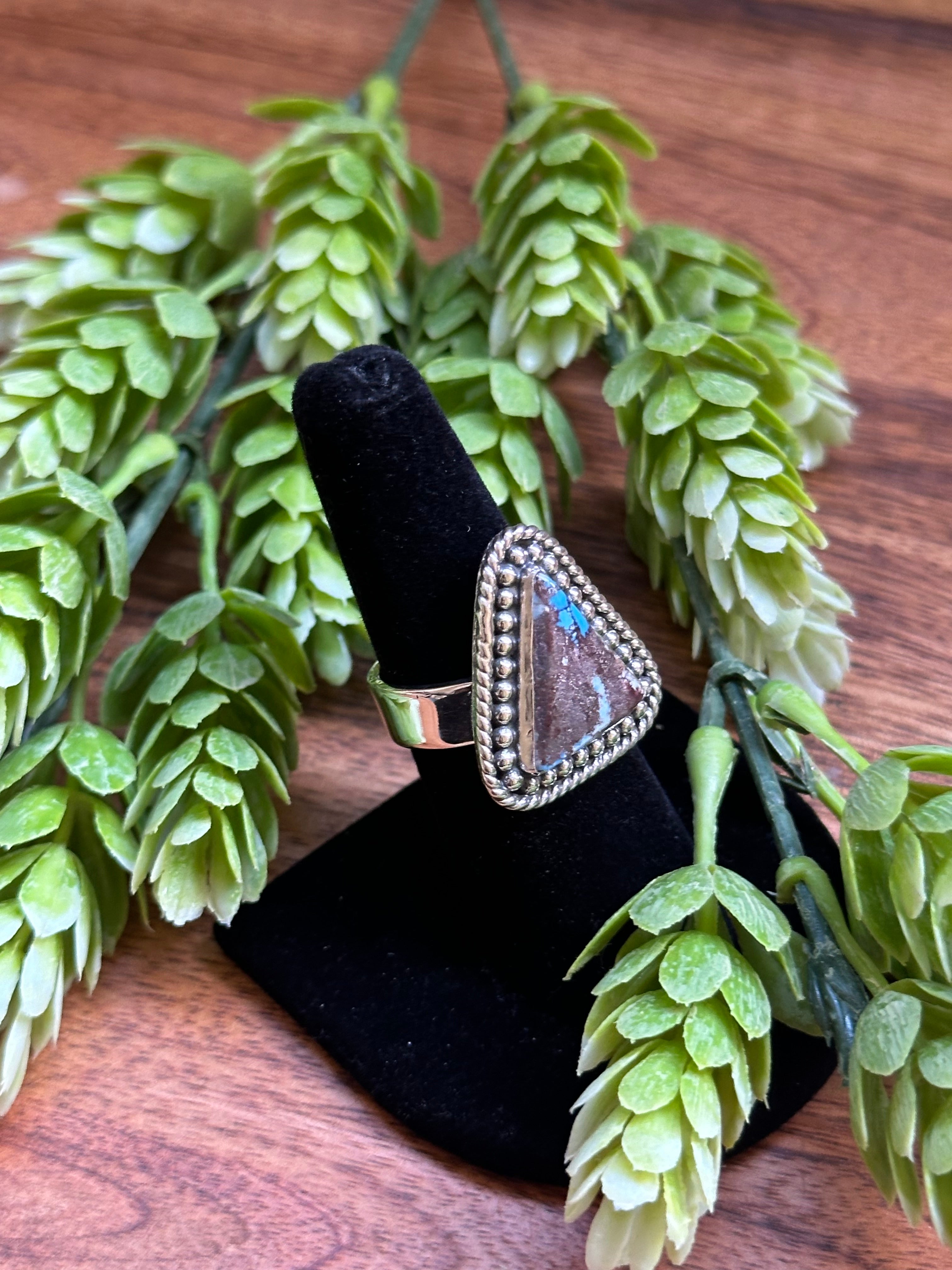 Southwest Handmade Golden Hills Turquoise & Sterling Silver Adjustable Ring