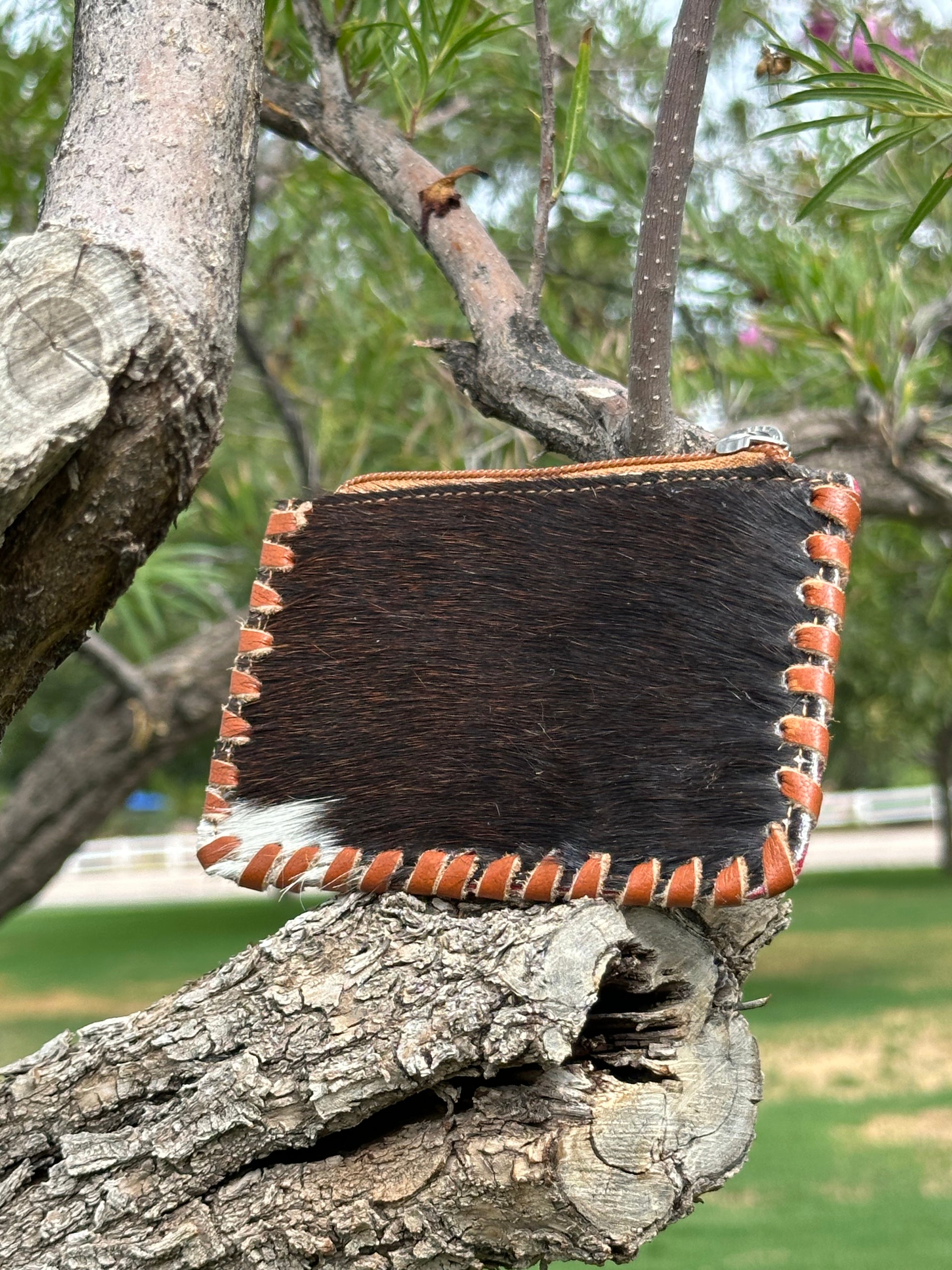 Genuine Tooled Leather Cowhide Coin Bag