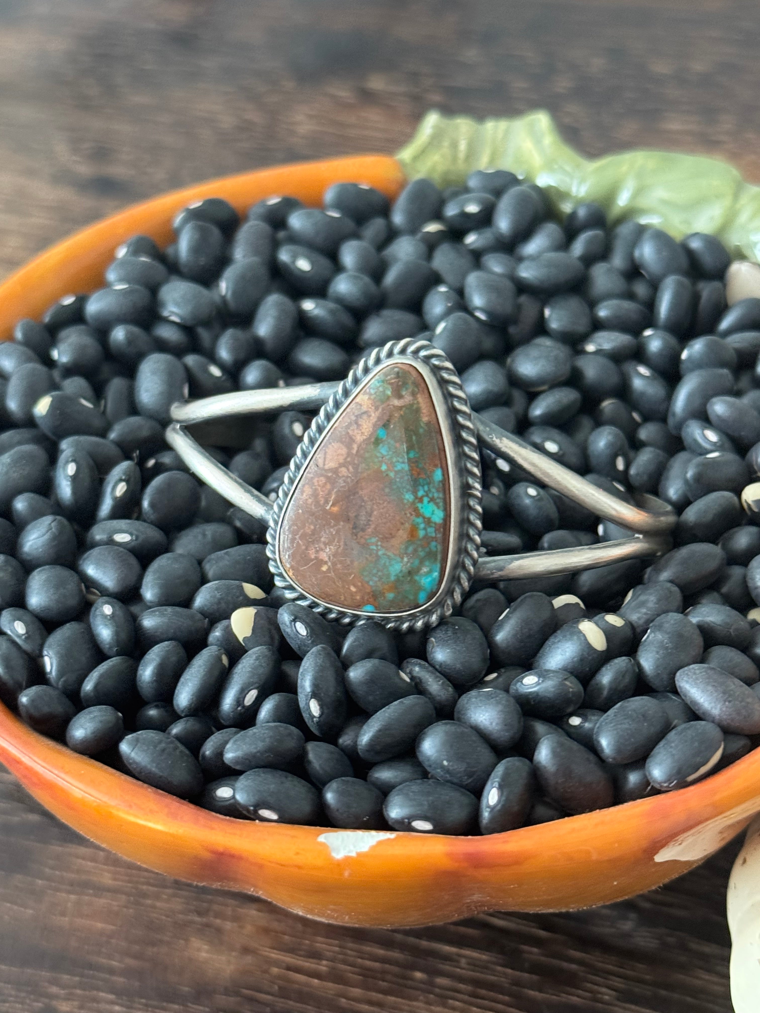 Navajo Made Royston Turquoise & Sterling Silver Cuff Bracelet