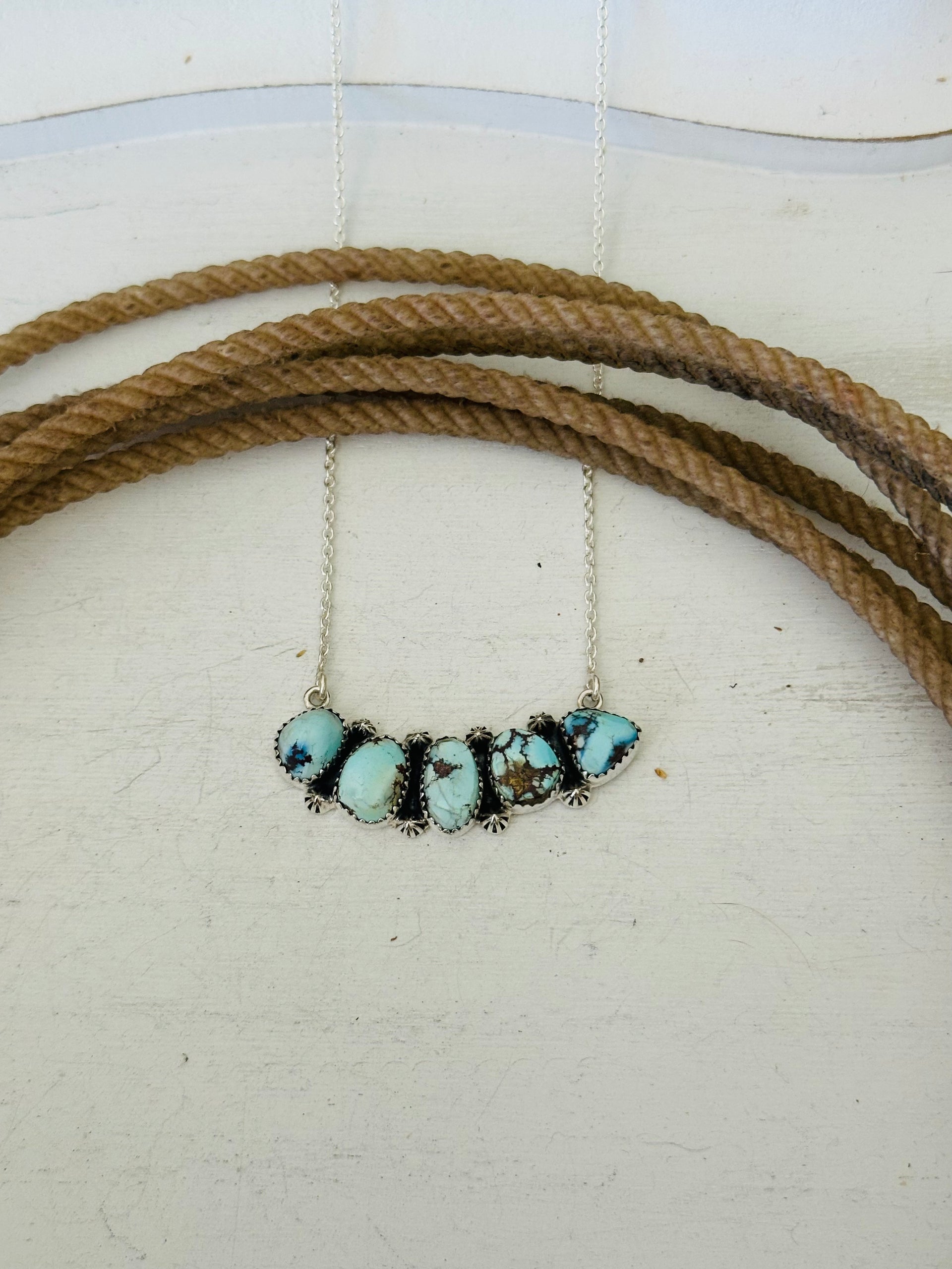 Southwest Handmade Golden Hills Turquoise & Sterling Silver Necklace
