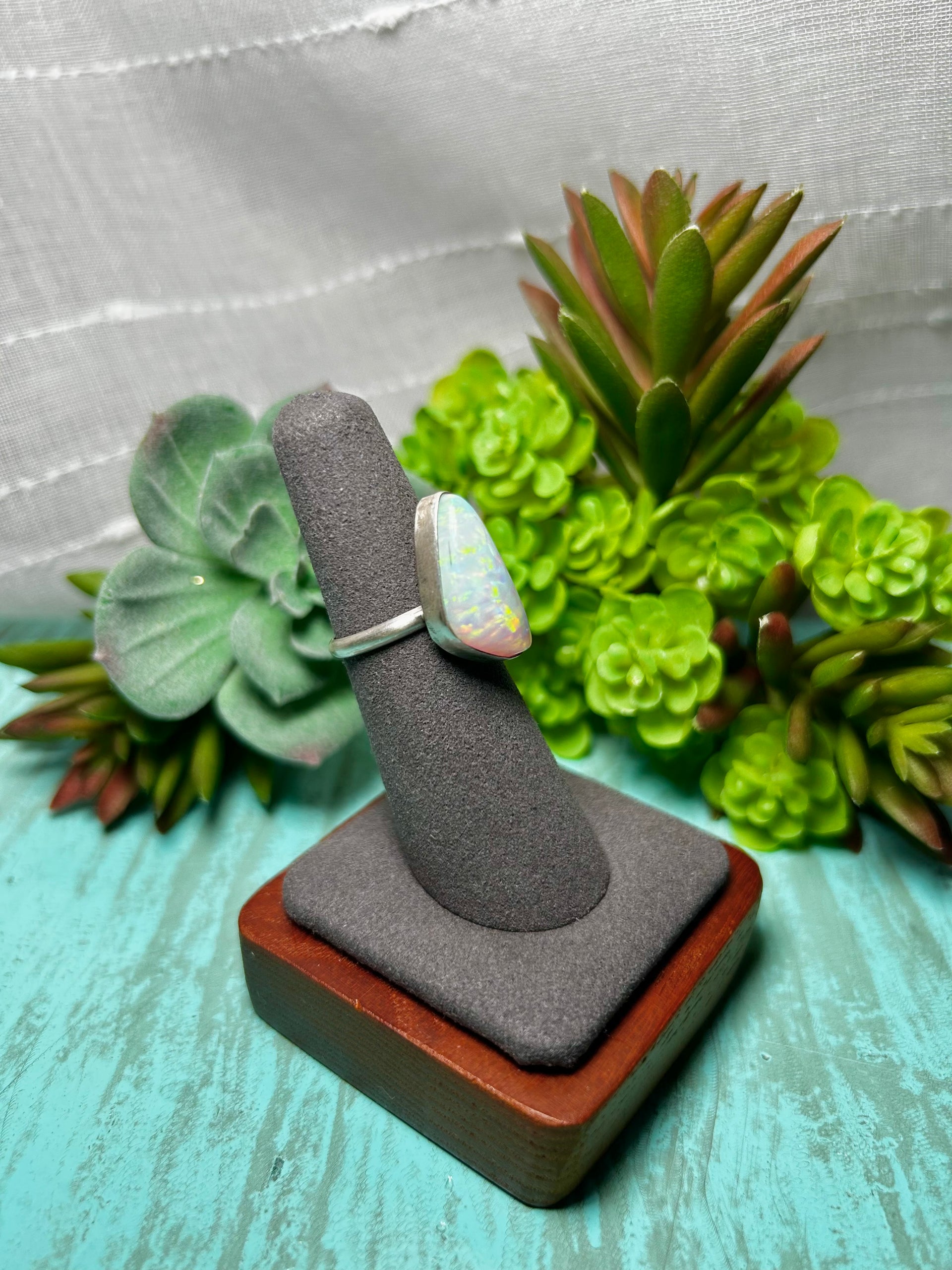 Navajo Made Opal & Sterling Sliver Ring Size 5.75