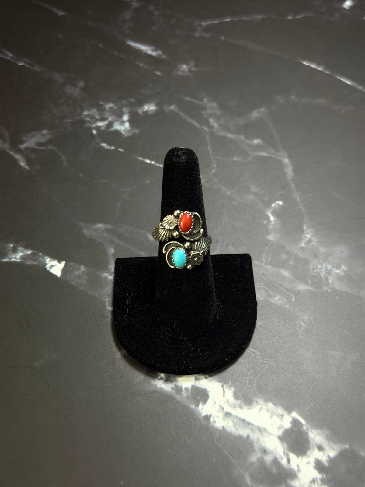Navajo Made Multi Stone & Sterling Silver Adjustable Ring