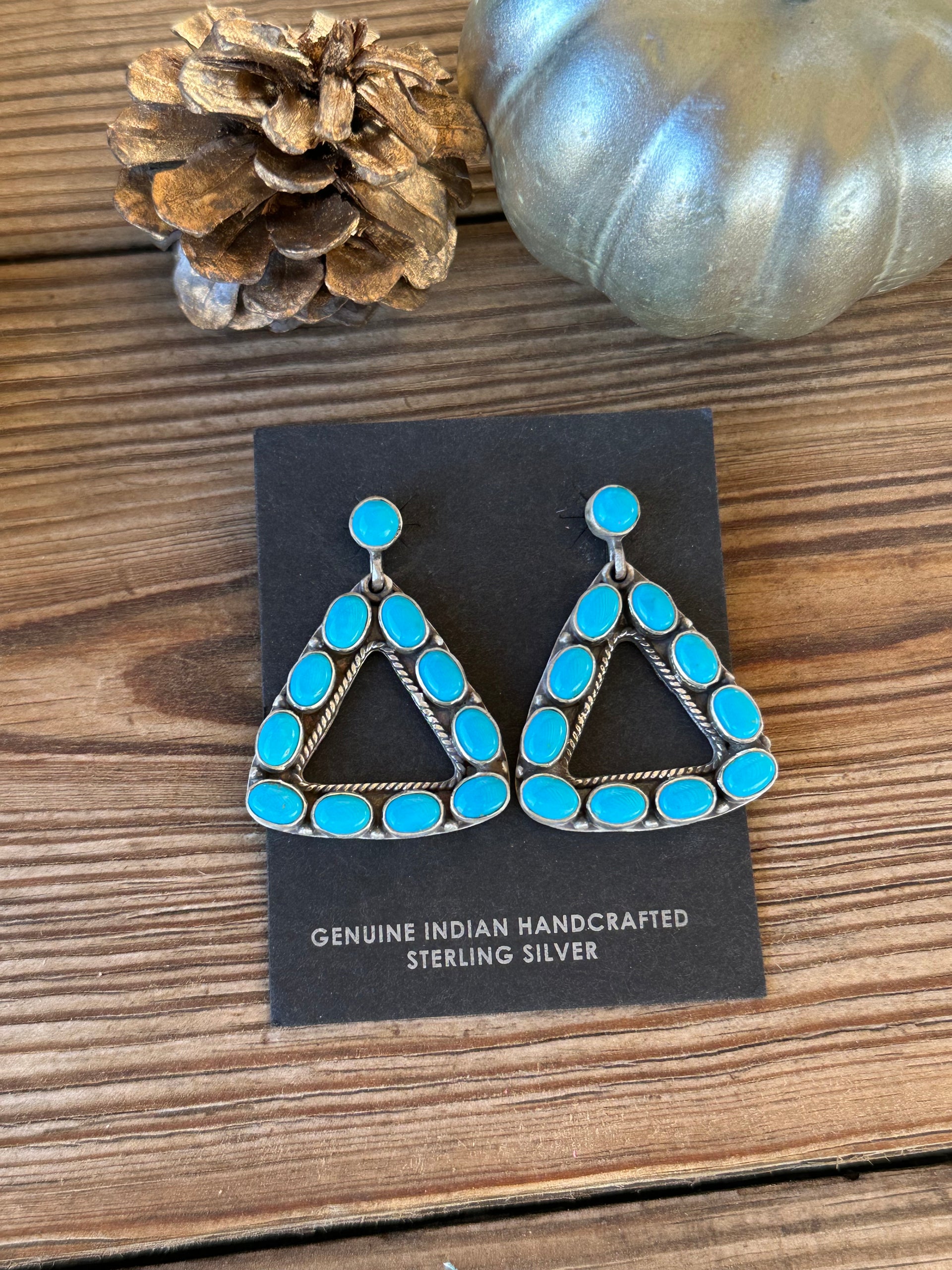 Navajo Made Sleeping Beauty  & Sterling Silver Earrings