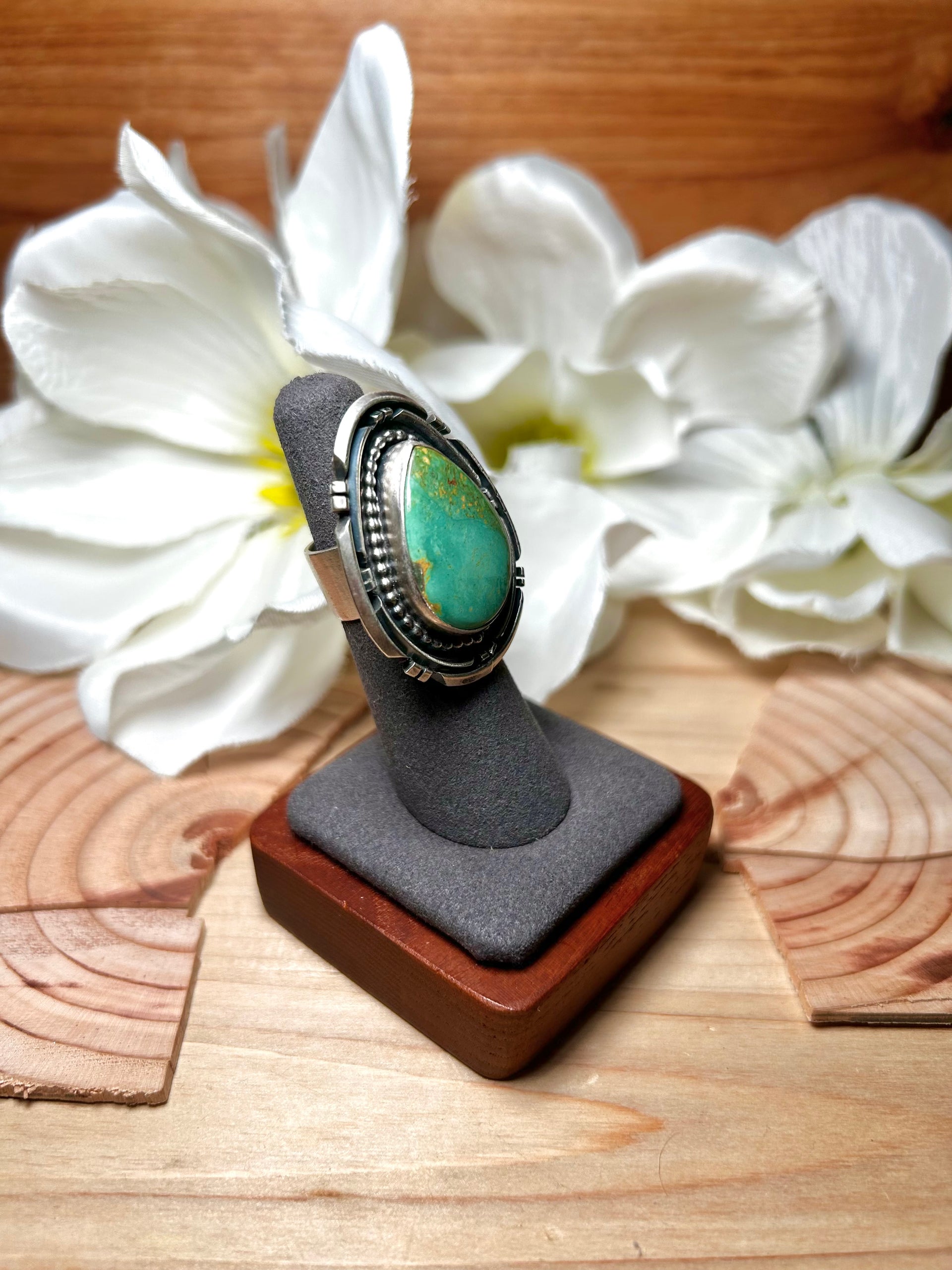 Navajo Made Royston Turquoise & Sterling Silver Ring Size 5.5