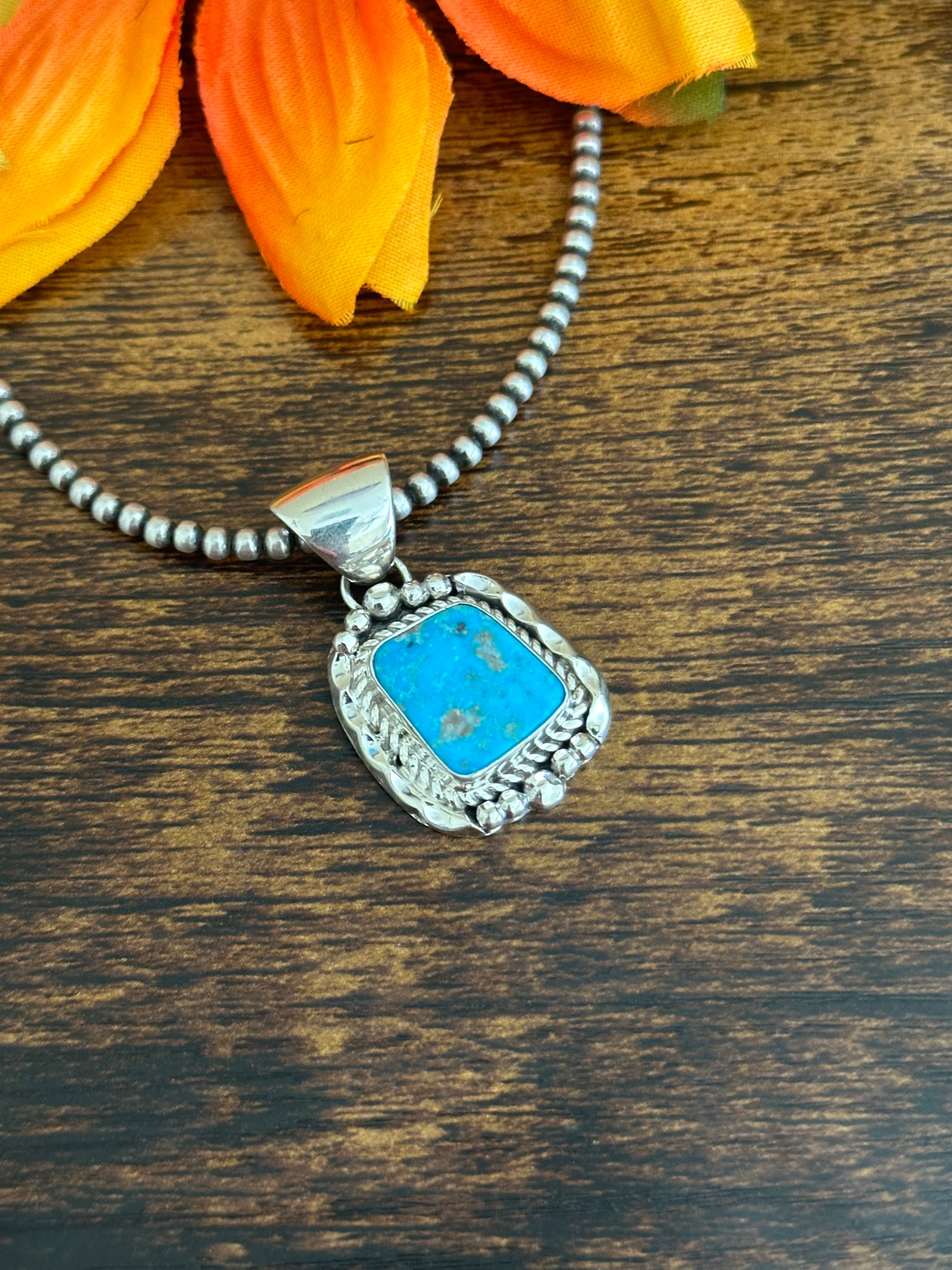 Eli Skeets Kingman Turquoise & Sterling Silver Pendant