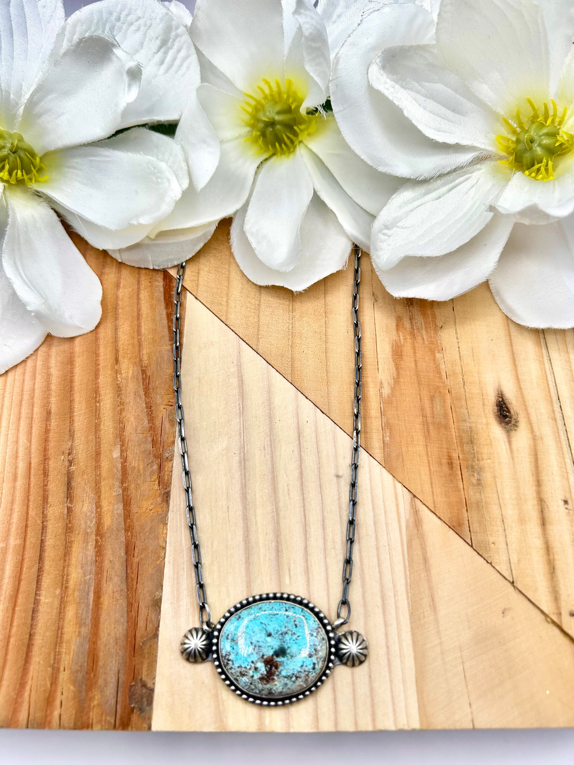 Navajo Made Royston Turquoise & Sterling Silver Necklace