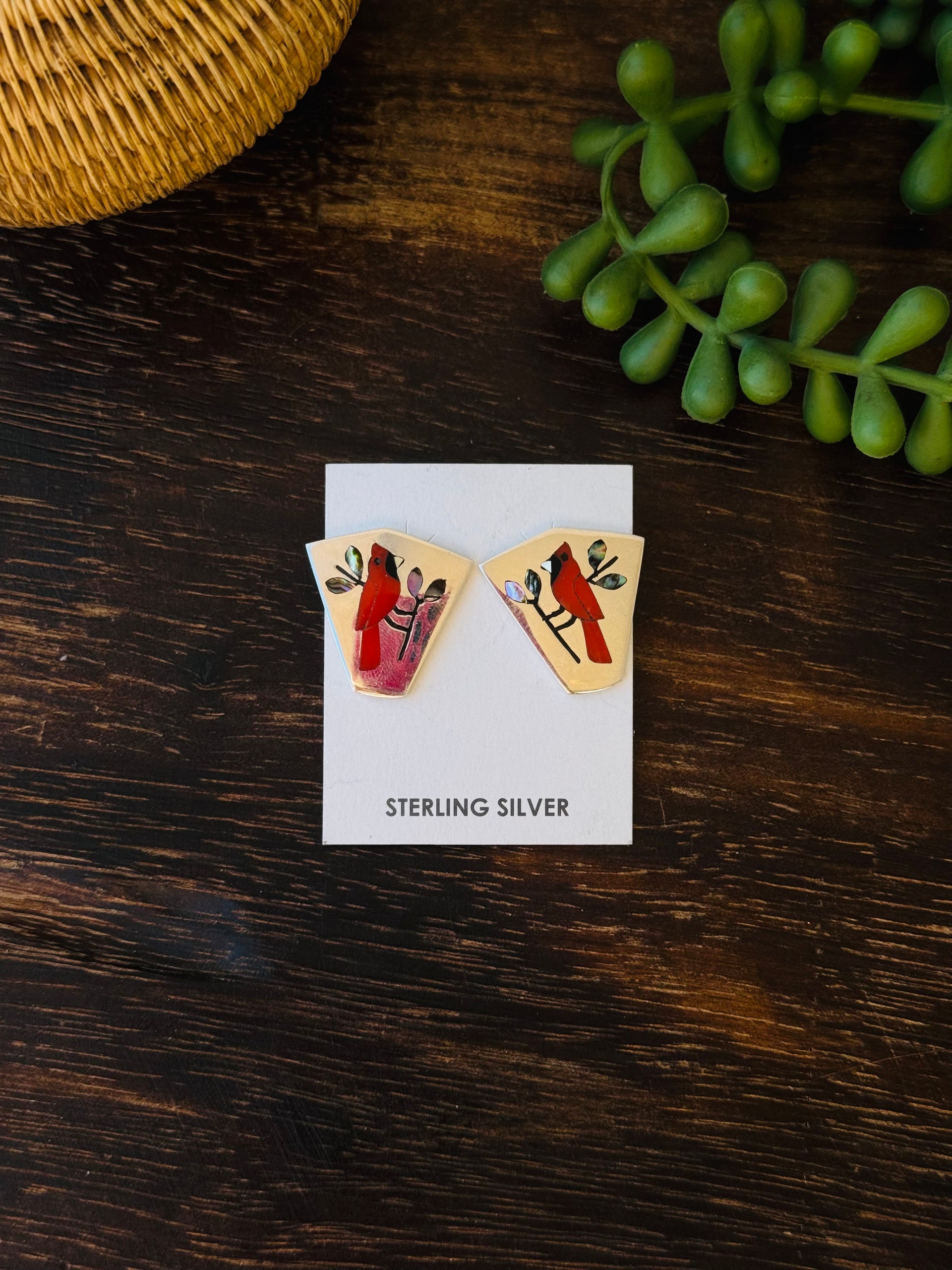 Sanford Edaakie Multi Stone & Sterling Silver Inlay Post Earrings