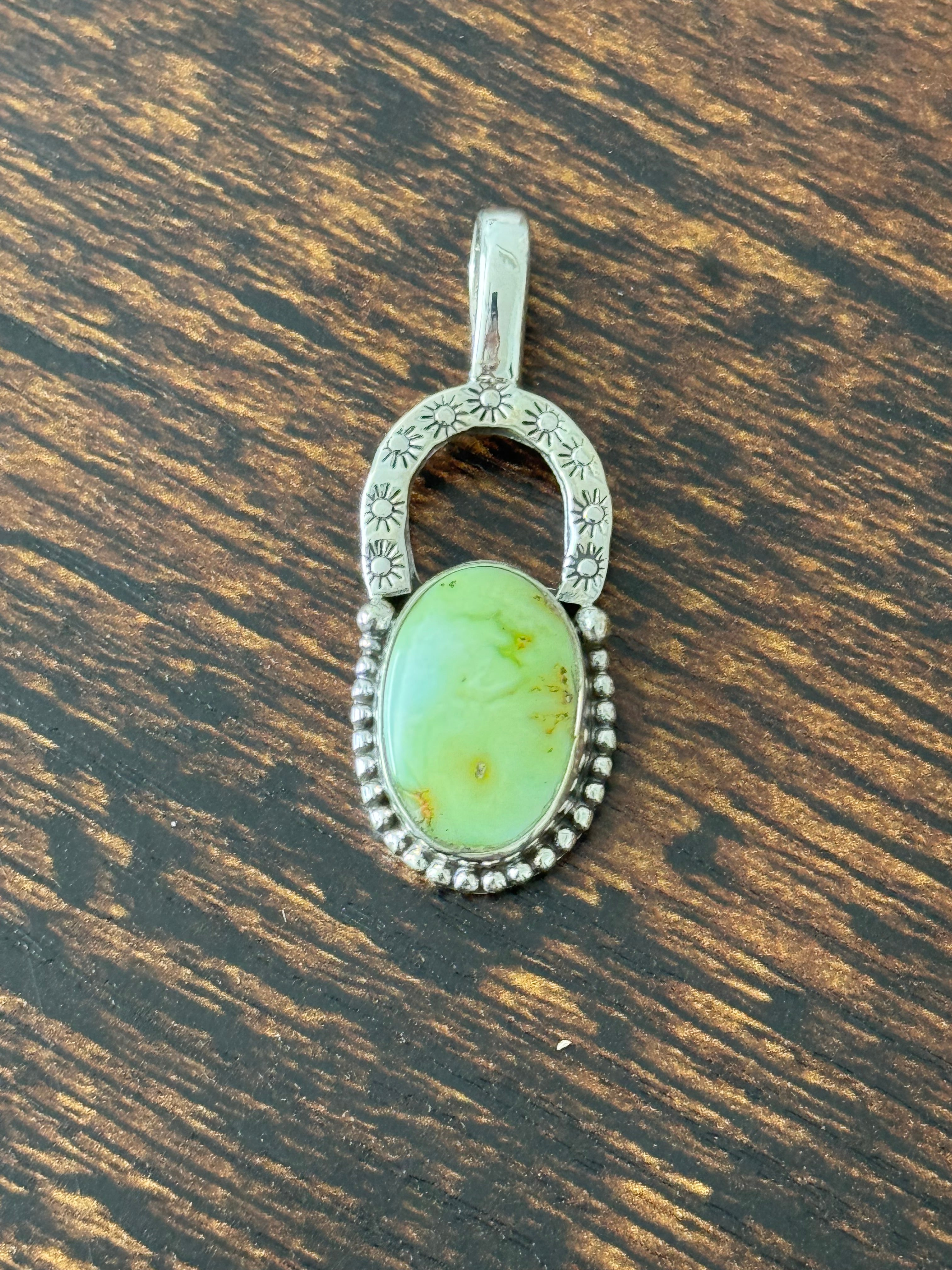 Southwest Palomino Variscite & Sterling Silver Pendant