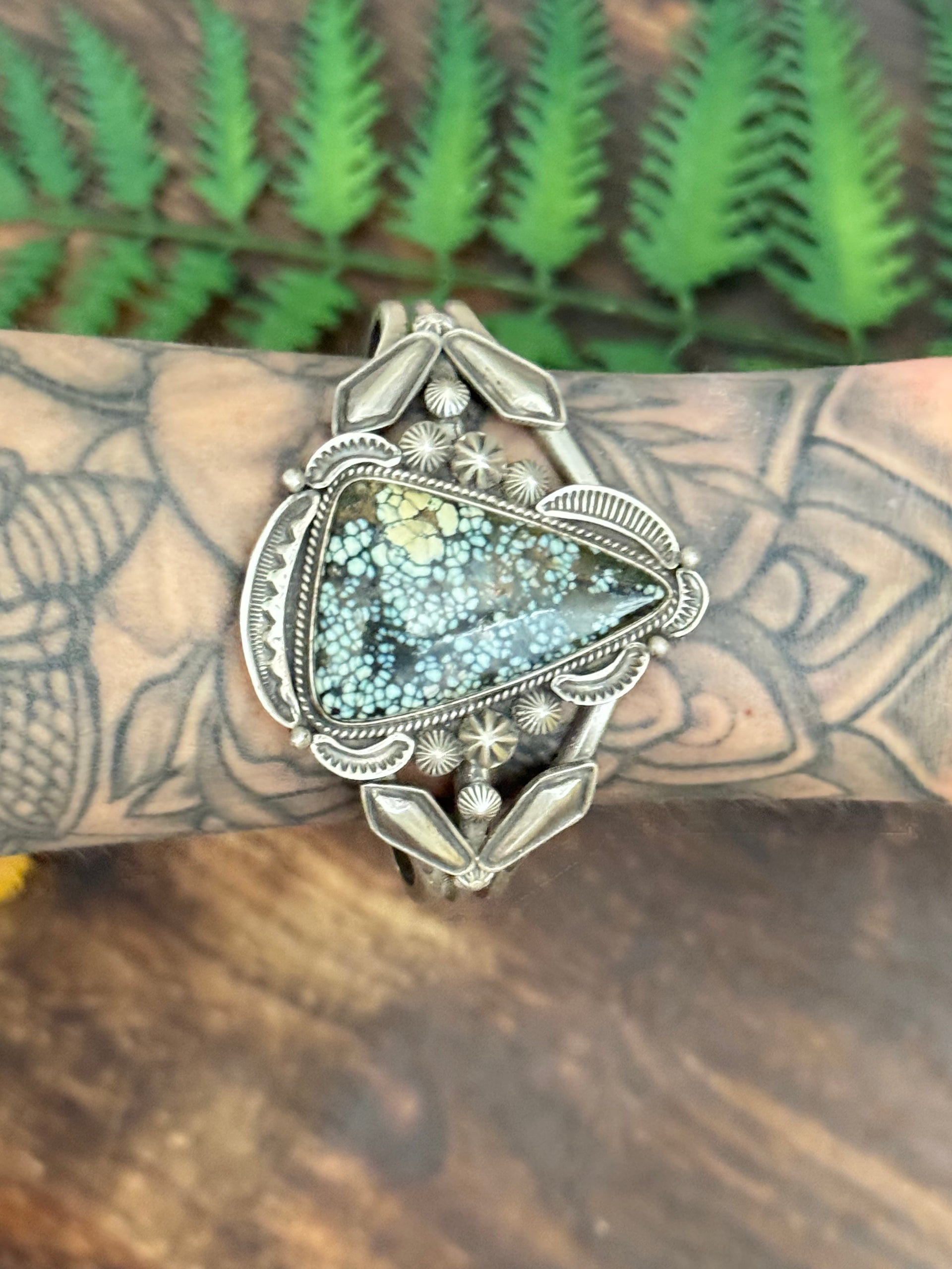 Roland Tom New Lander Variscite & Sterling Silver Cuff Bracelet