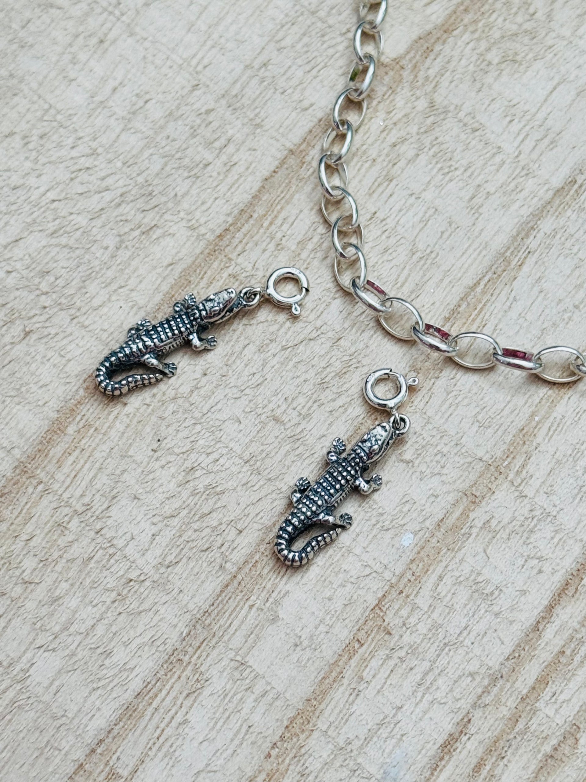 Navajo Made Sterling Silver Alligator Cast Charms